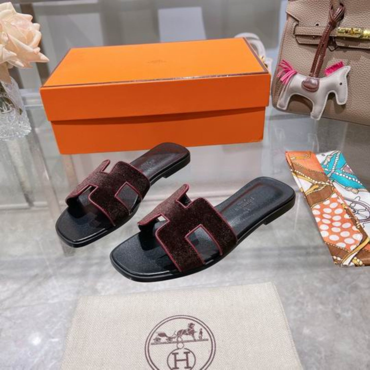 HRMS Oran Burgundy Suede Sandal