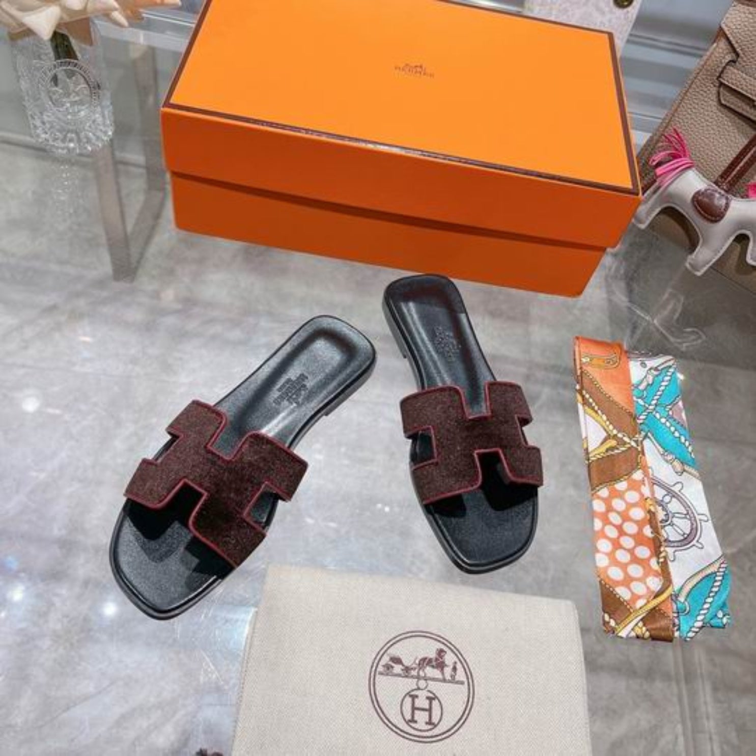 HRMS Oran Burgundy Suede Sandal