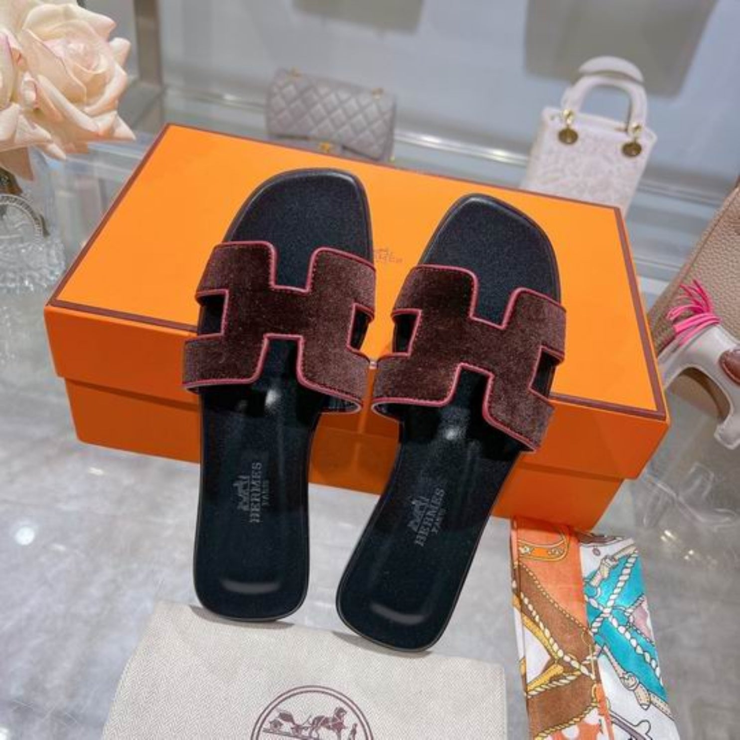 HRMS Oran Burgundy Suede Sandal
