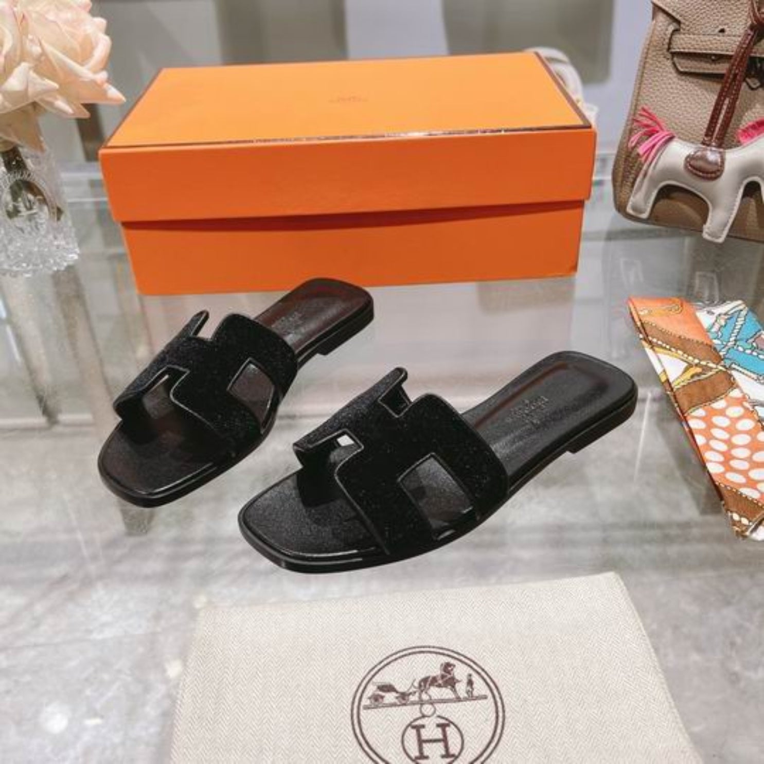 HRMS Oran Black Suede Sandal