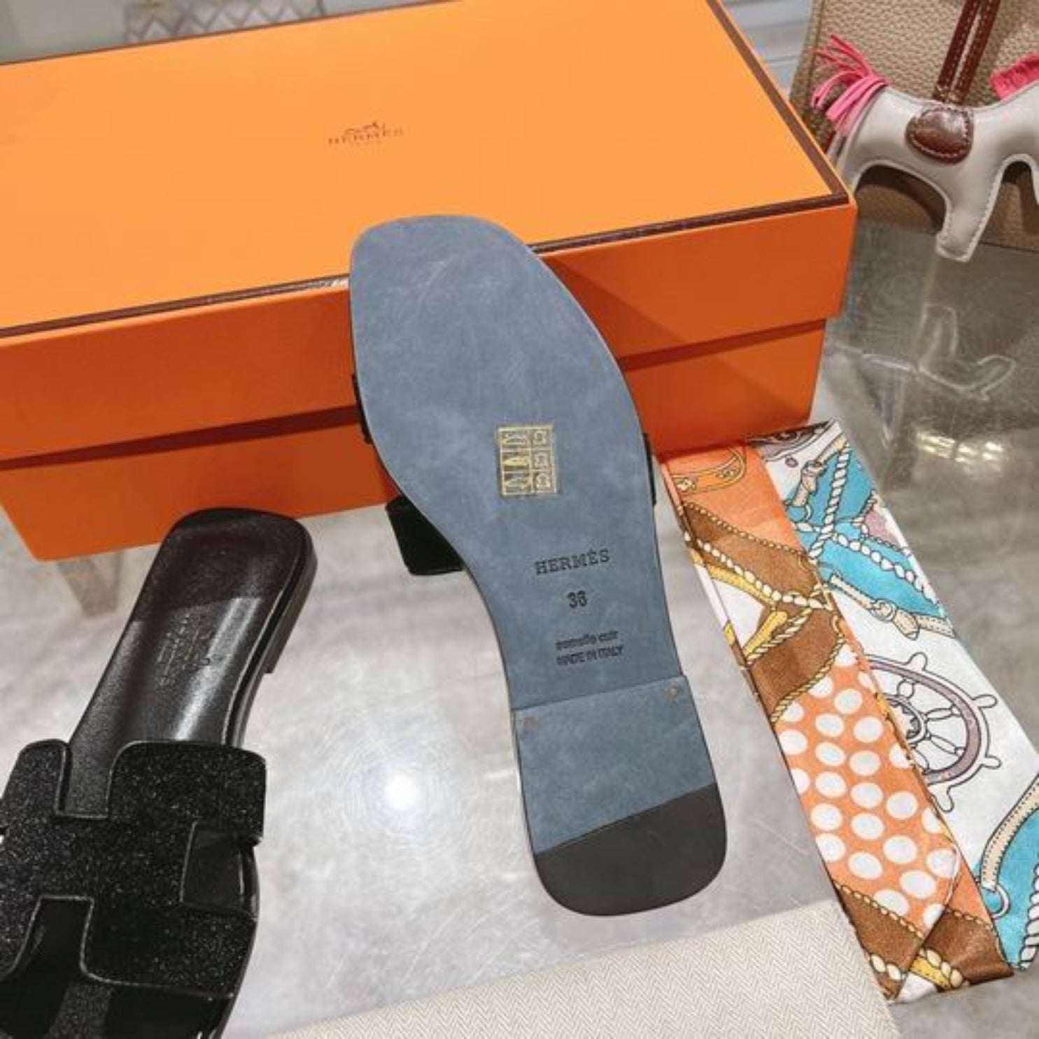 HRMS Oran Black Suede Sandal