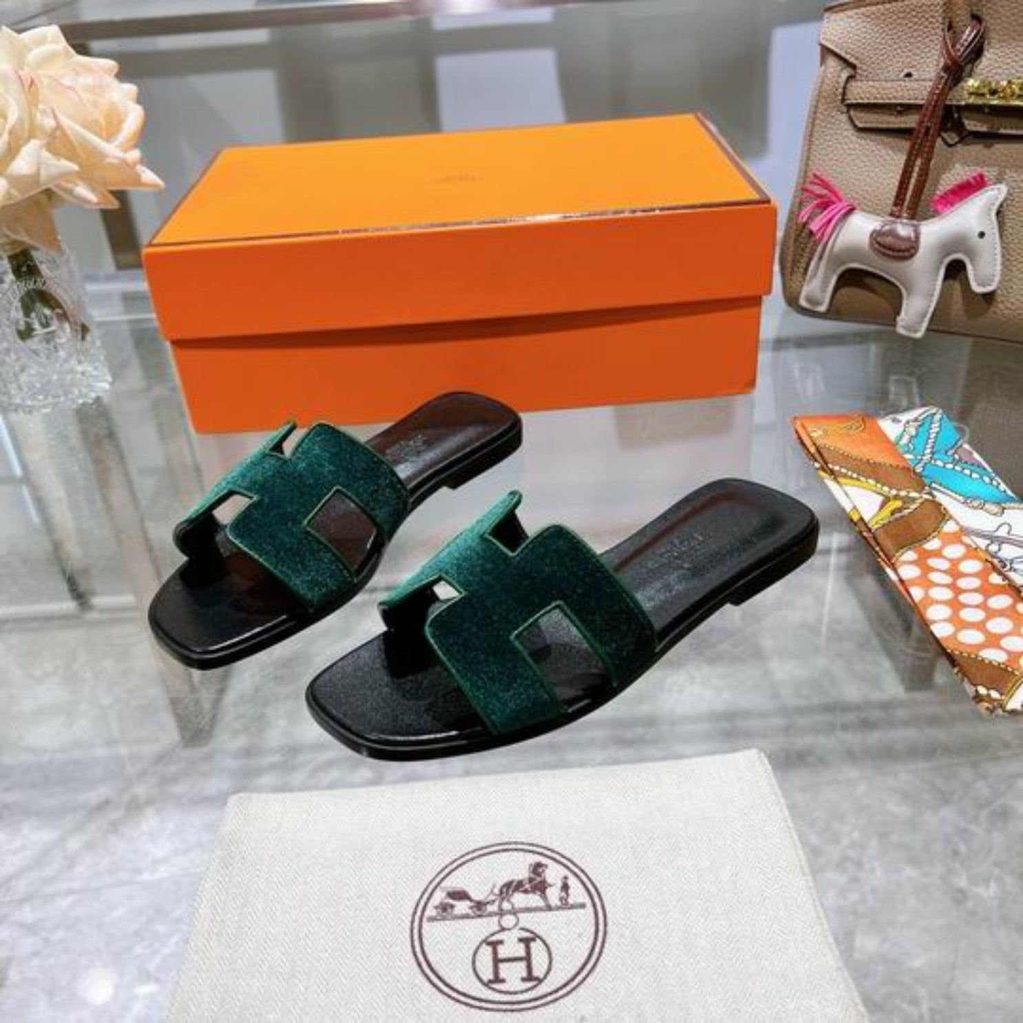 HRMS Oran Green Suede Sandal