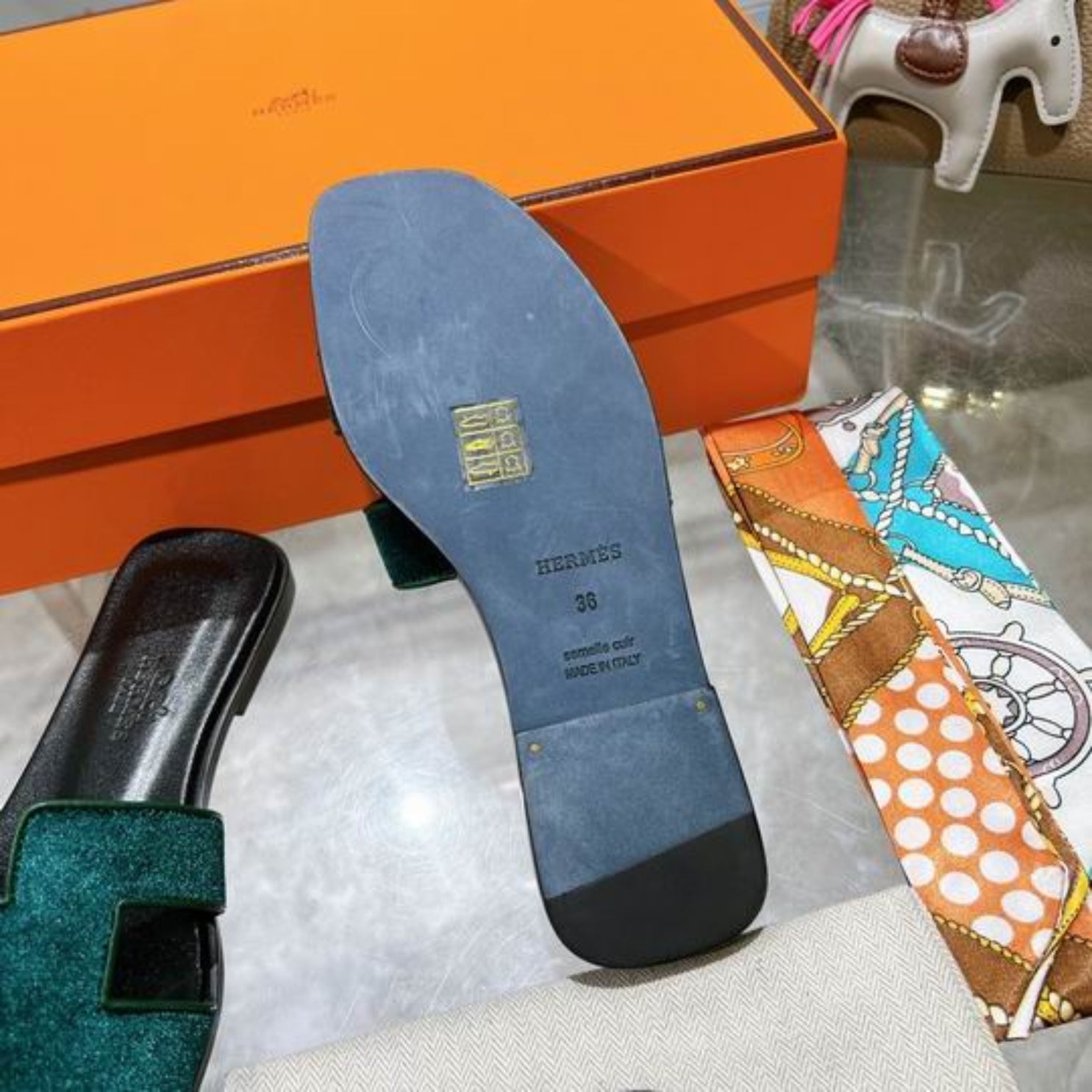 HRMS Oran Green Suede Sandal