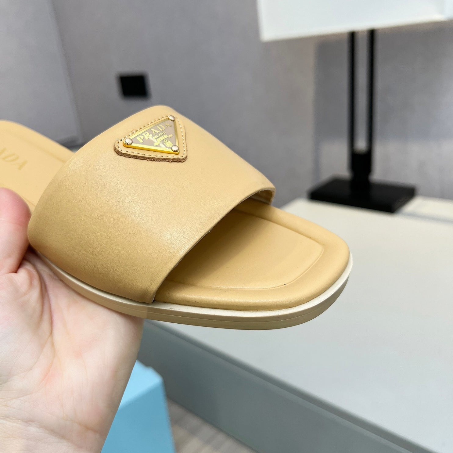 PRD Yellow leather sandal with logo