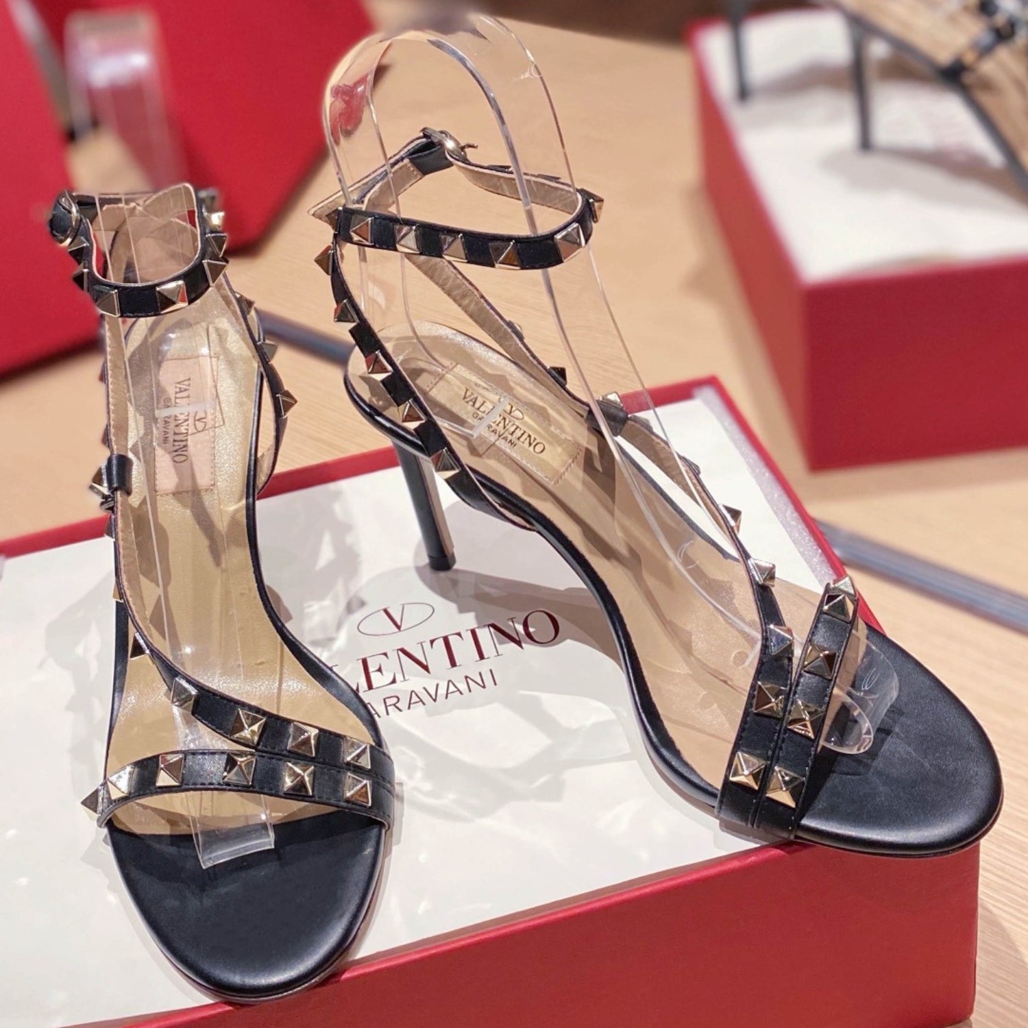 VLT Black Matte Leather Sandal with details, 8cm heel