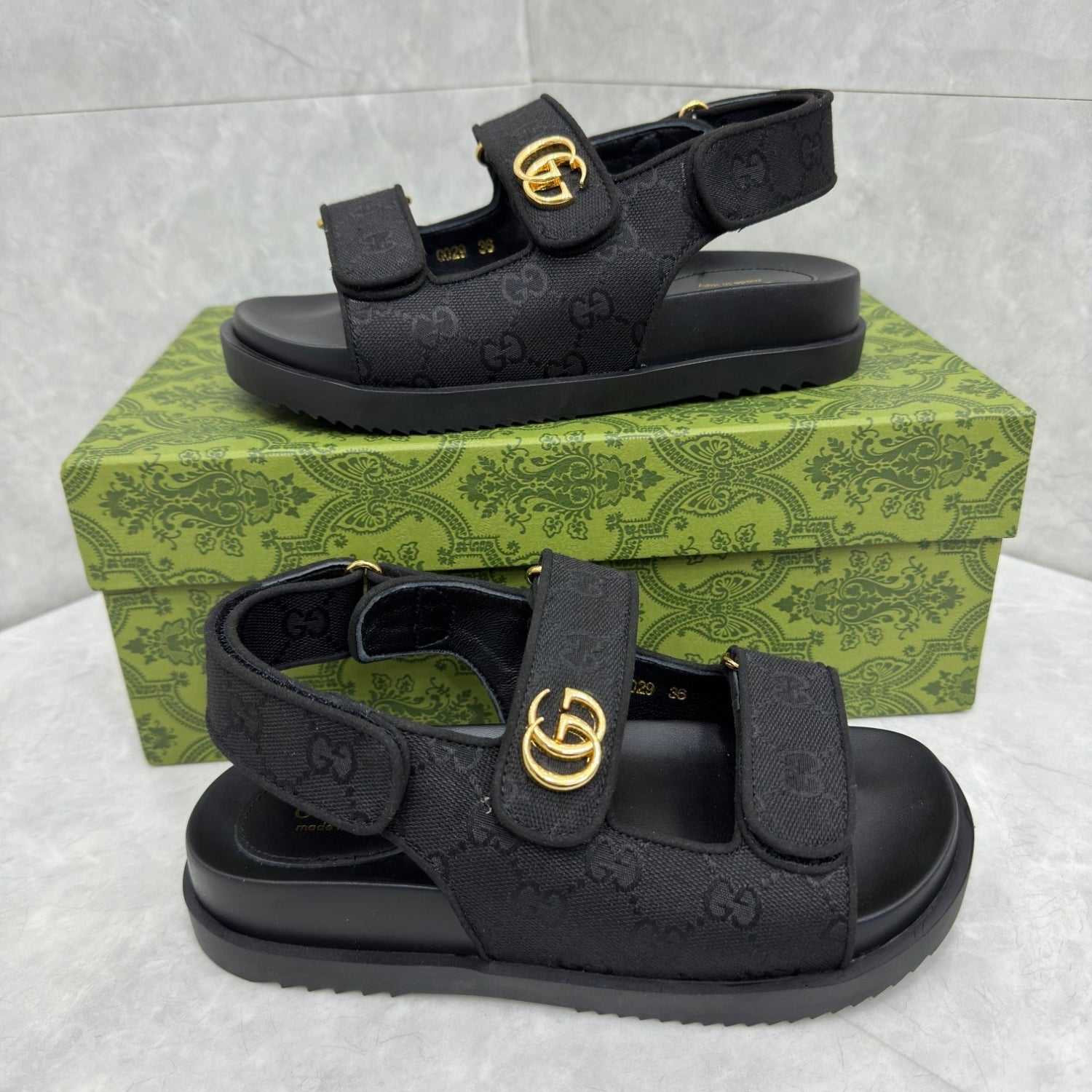 GG Slider Sandal with Double GG Black Heel