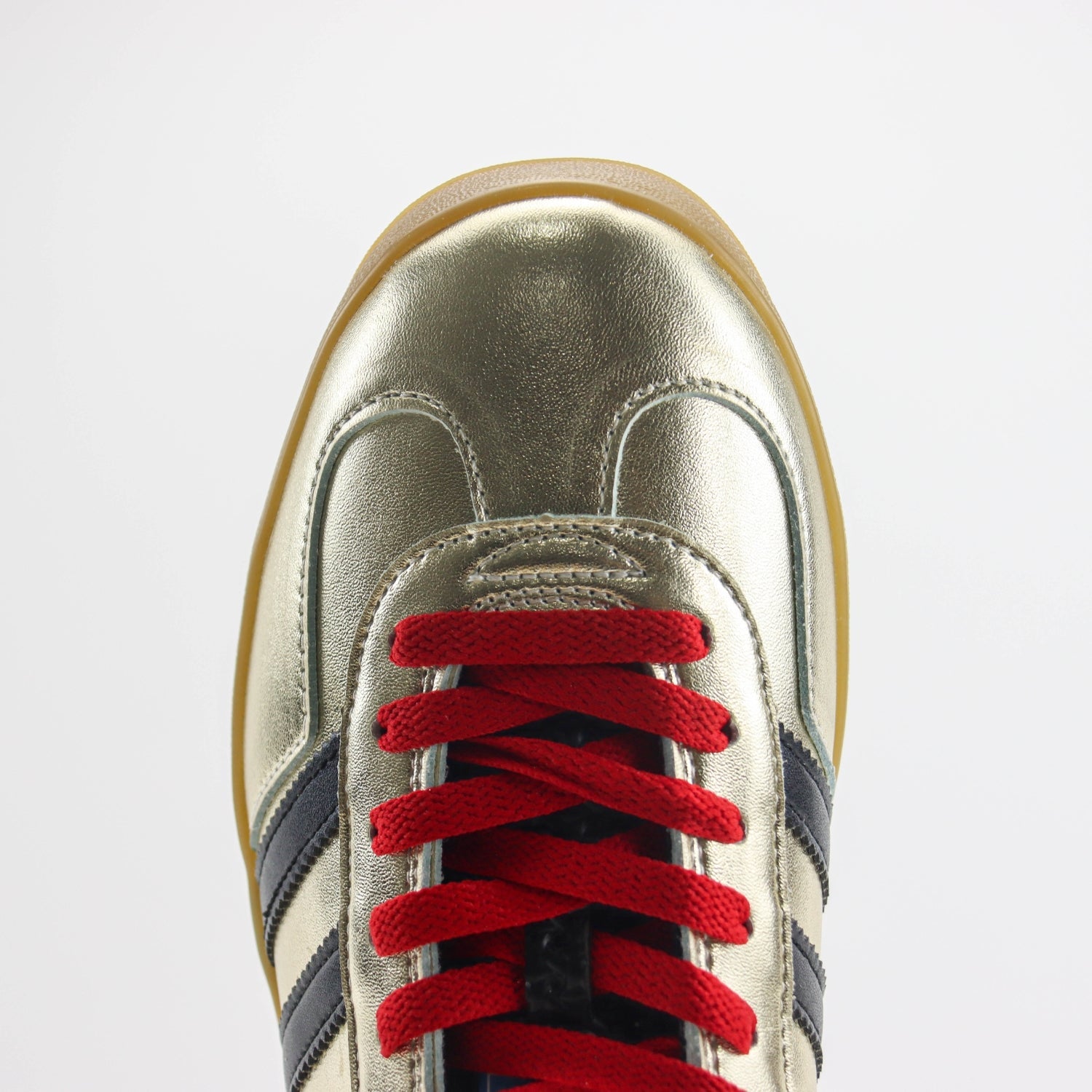 GG x Ads Gazelle Gold and Red Sneakers