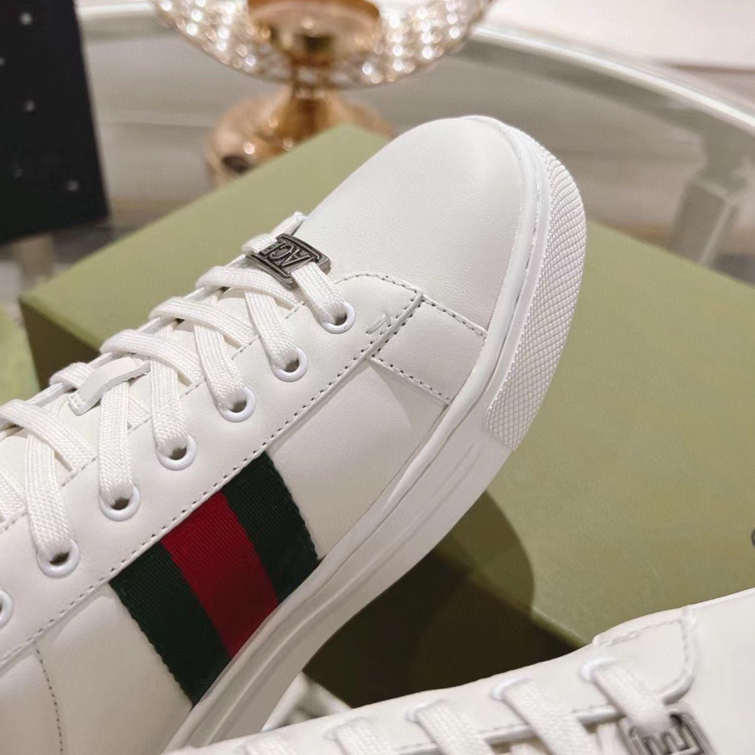 GG Ace Web Tennis Shoes with White Bee