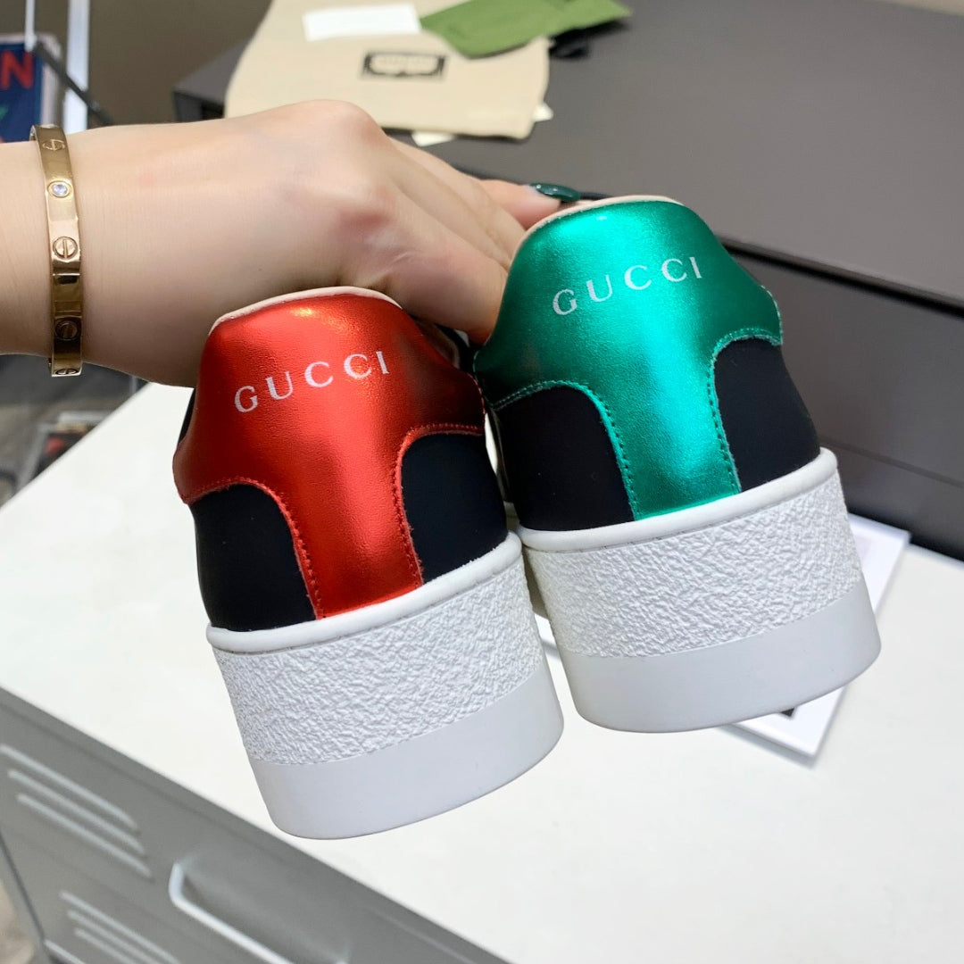 GG Ace Web Platform Sneakers in Black Bee