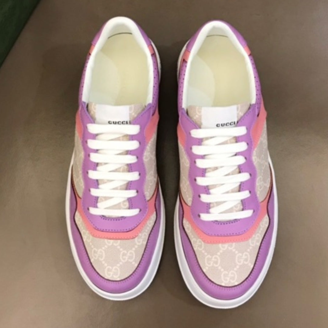 GG Supreme Canvas Sneakers in Light Purple and Pink Details