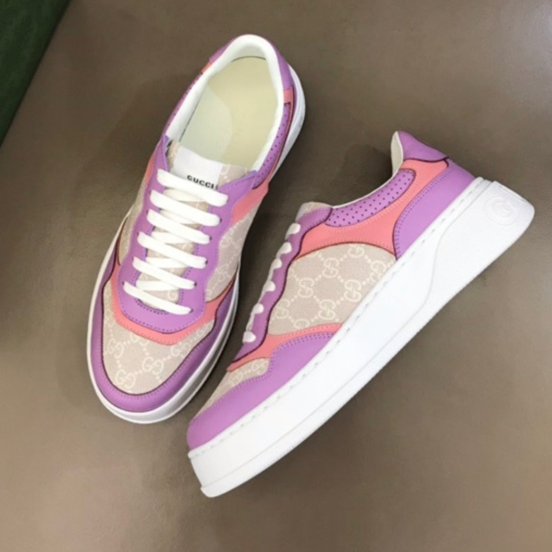 GG Supreme Canvas Sneakers in Light Purple and Pink Details