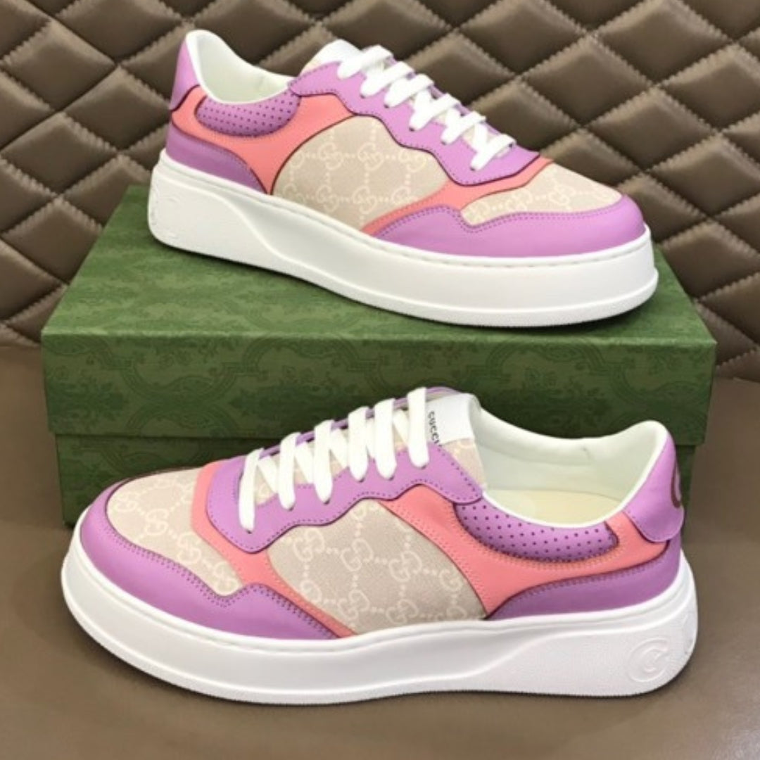 GG Supreme Canvas Sneakers in Light Purple and Pink Details