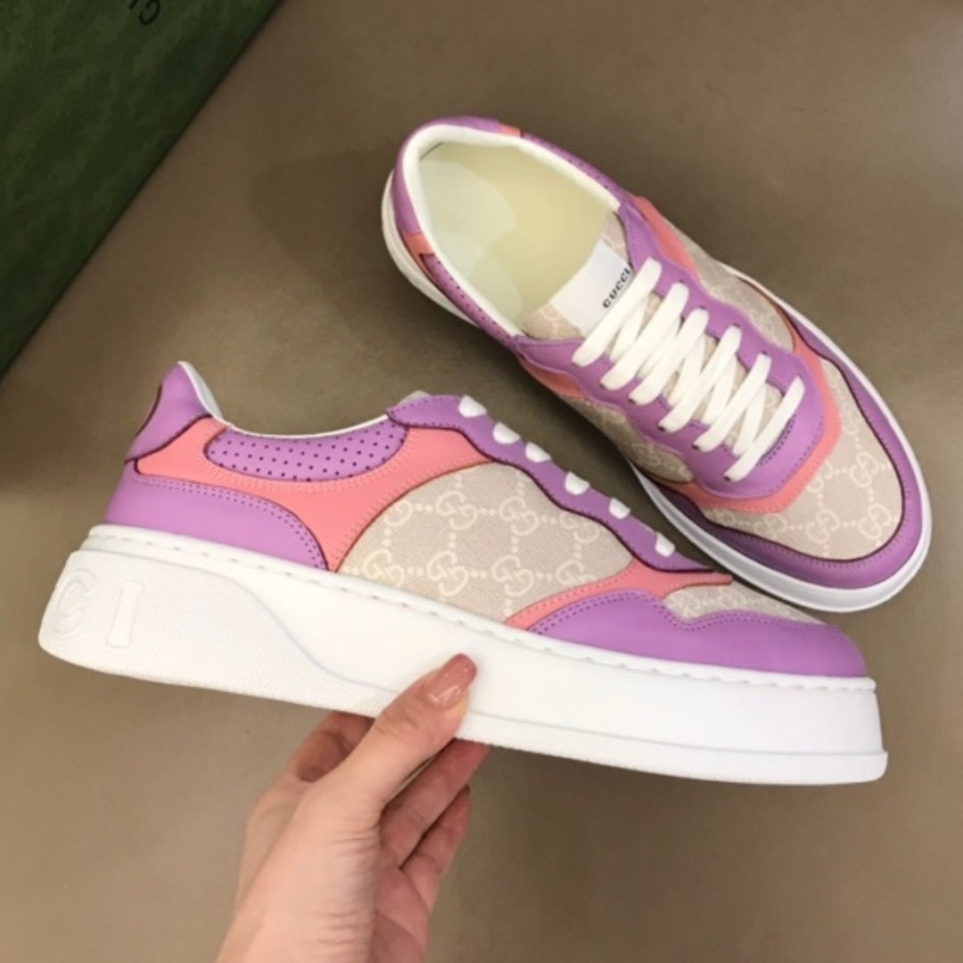 GG Supreme Canvas Sneakers in Light Purple and Pink Details