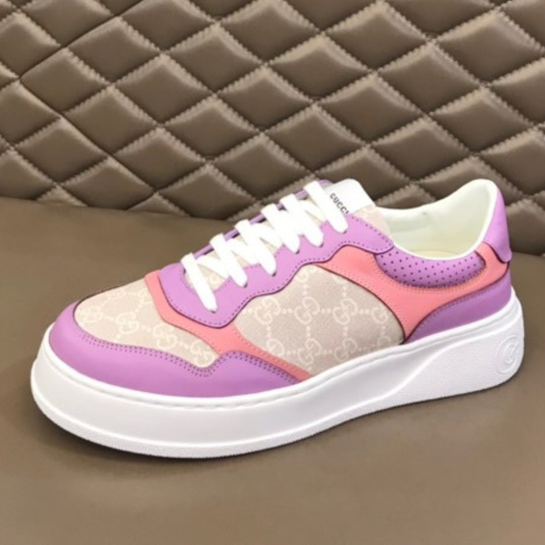 GG Supreme Canvas Sneakers in Light Purple and Pink Details