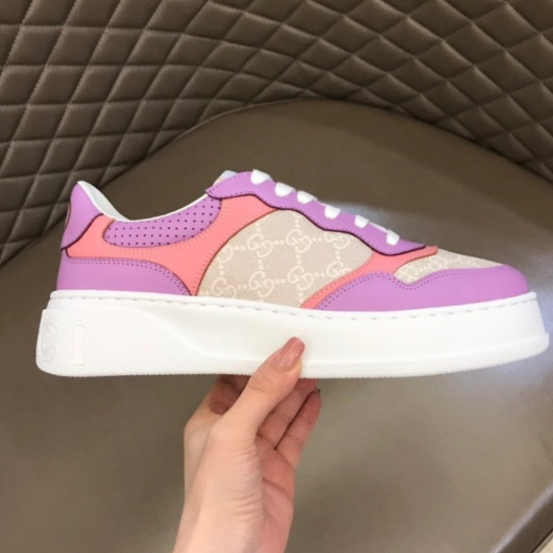 GG Supreme Canvas Sneakers in Light Purple and Pink Details