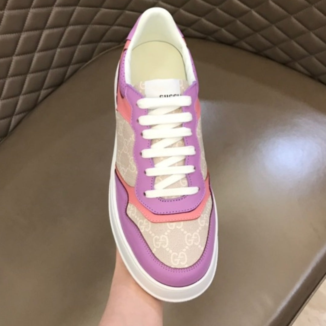 GG Supreme Canvas Sneakers in Light Purple and Pink Details