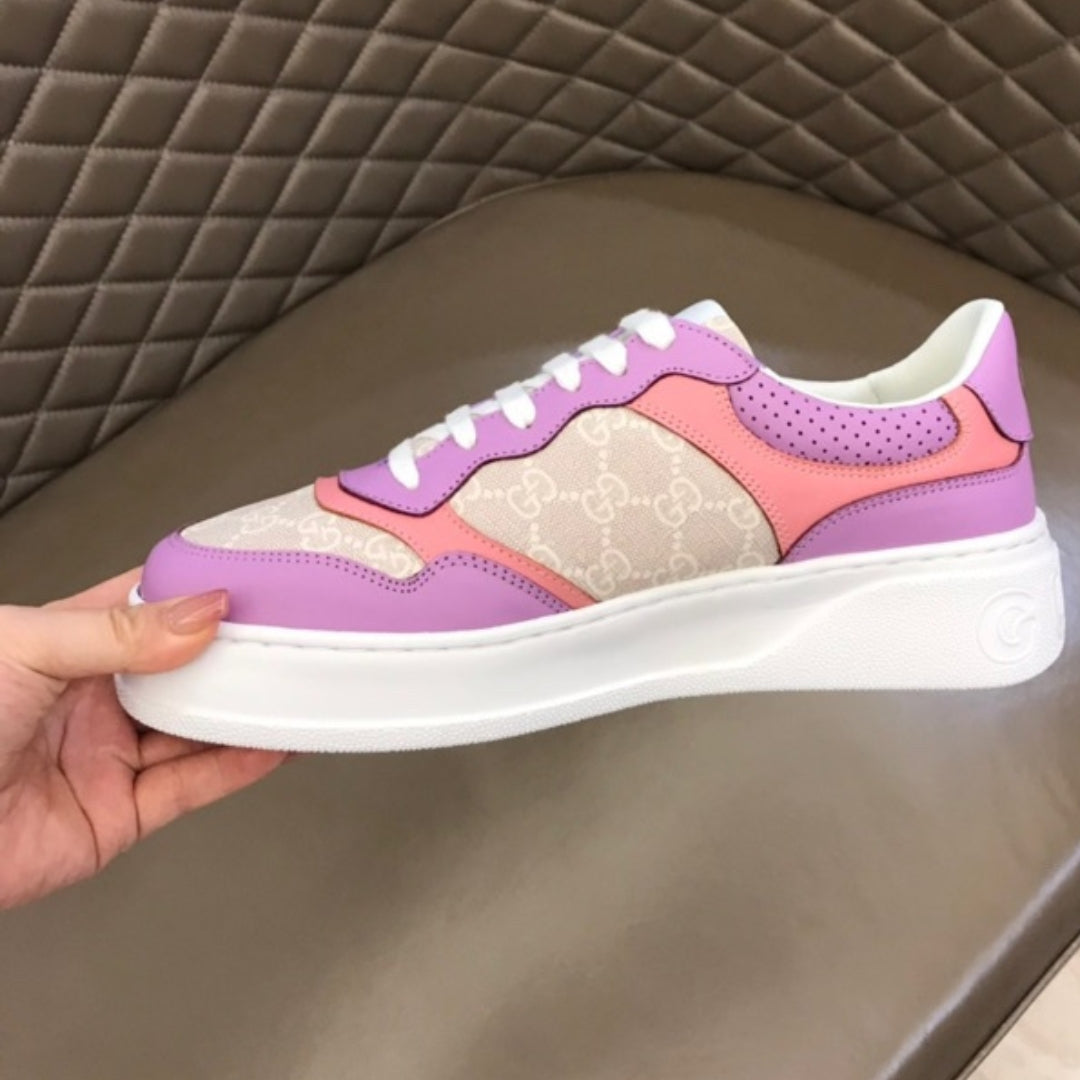 GG Supreme Canvas Sneakers in Light Purple and Pink Details