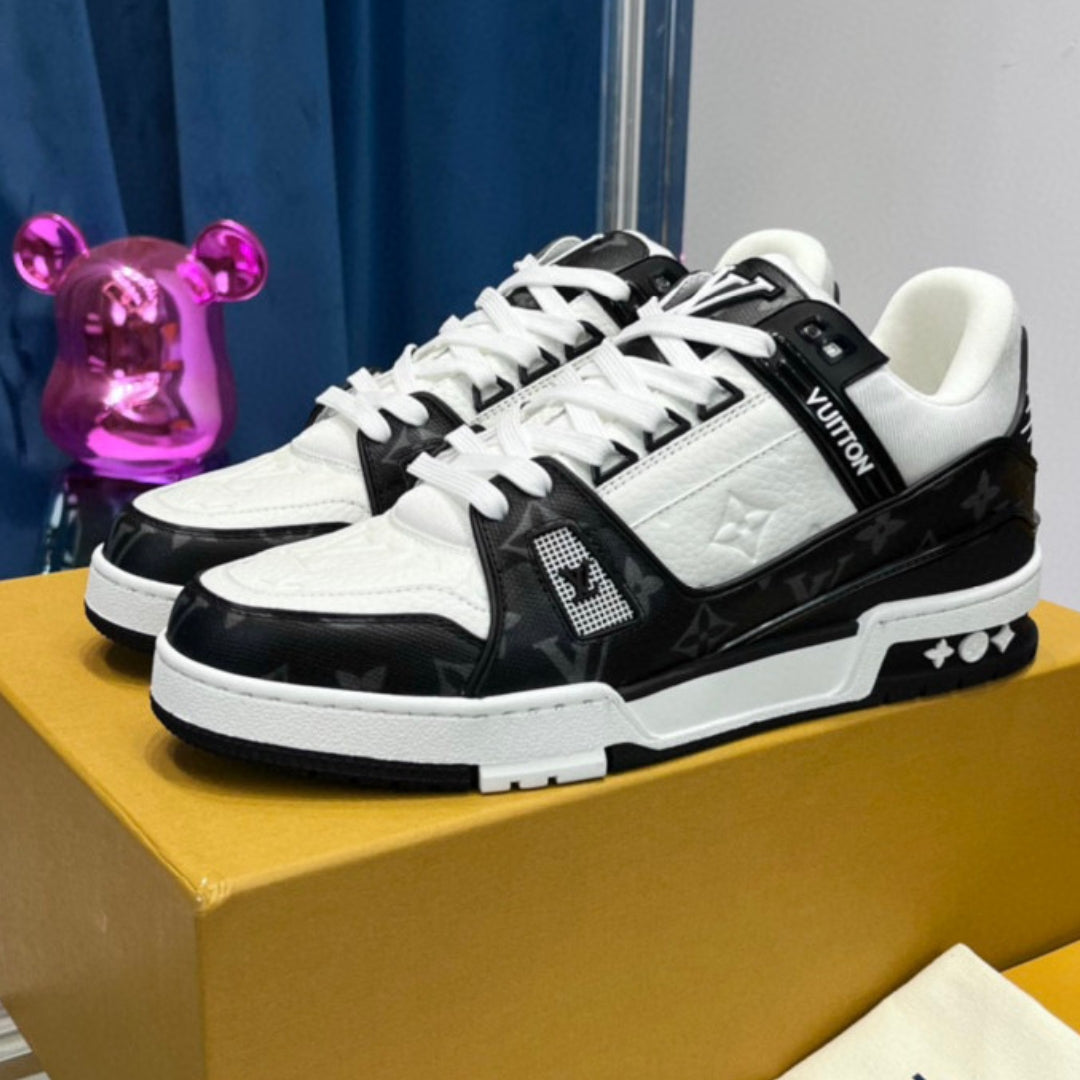 Black LV Trainer Sneakers