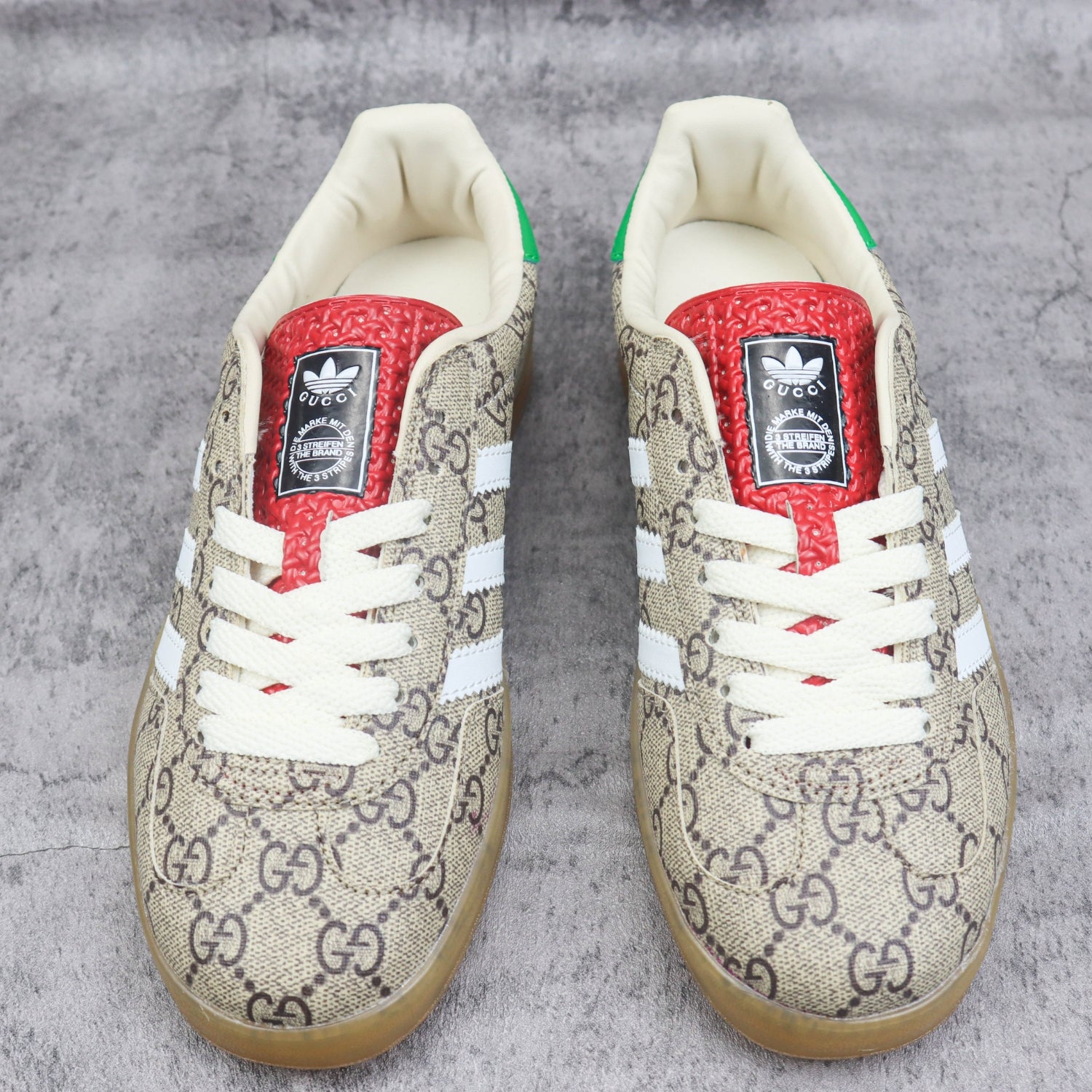 GG x Ads Gazelle Canvas Sneakers in Green and Red