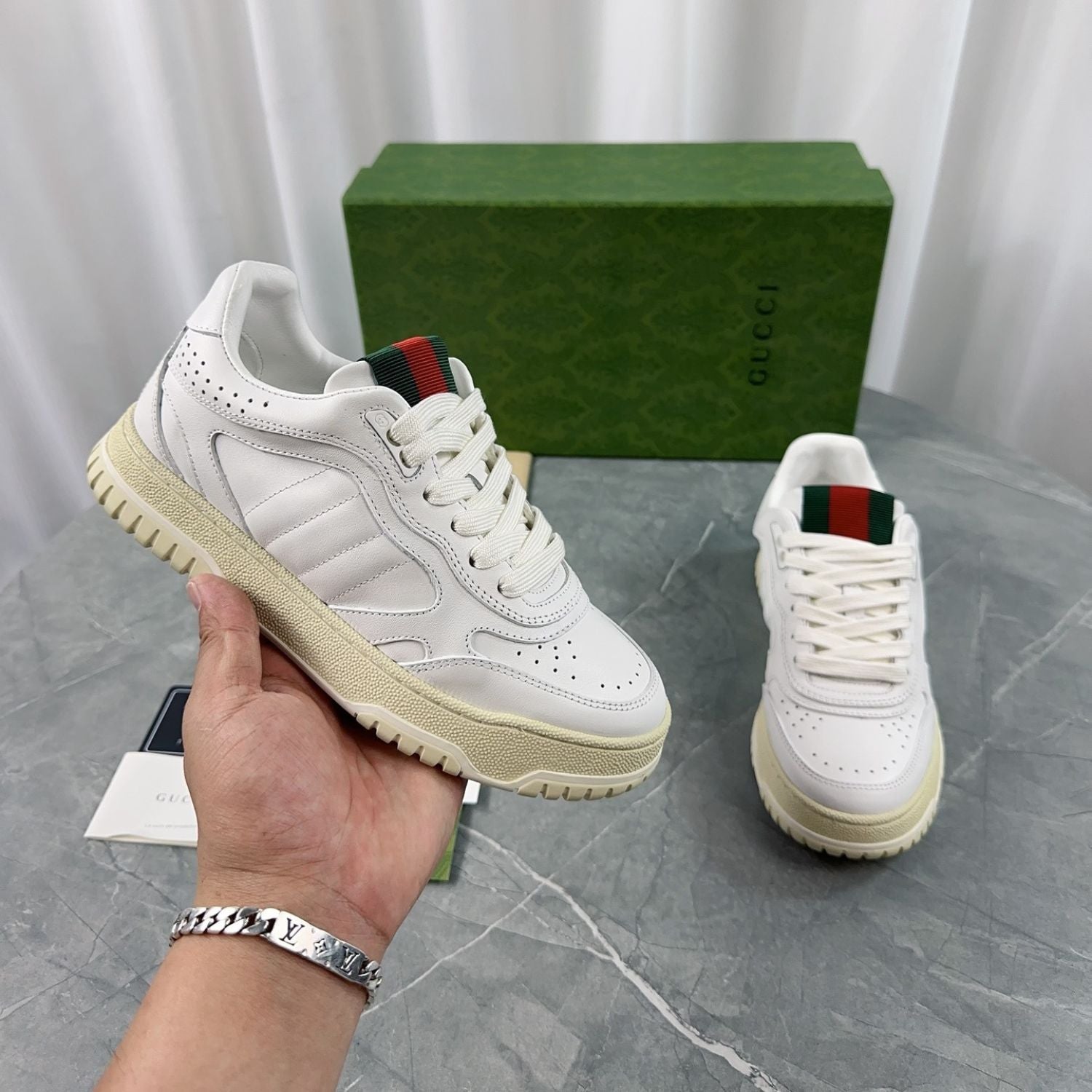 GG Re-Web White Sneakers