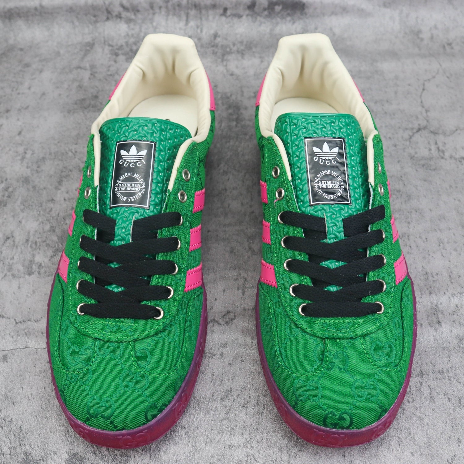 GG x Ads Gazelle Canvas Green and Pink Sneakers