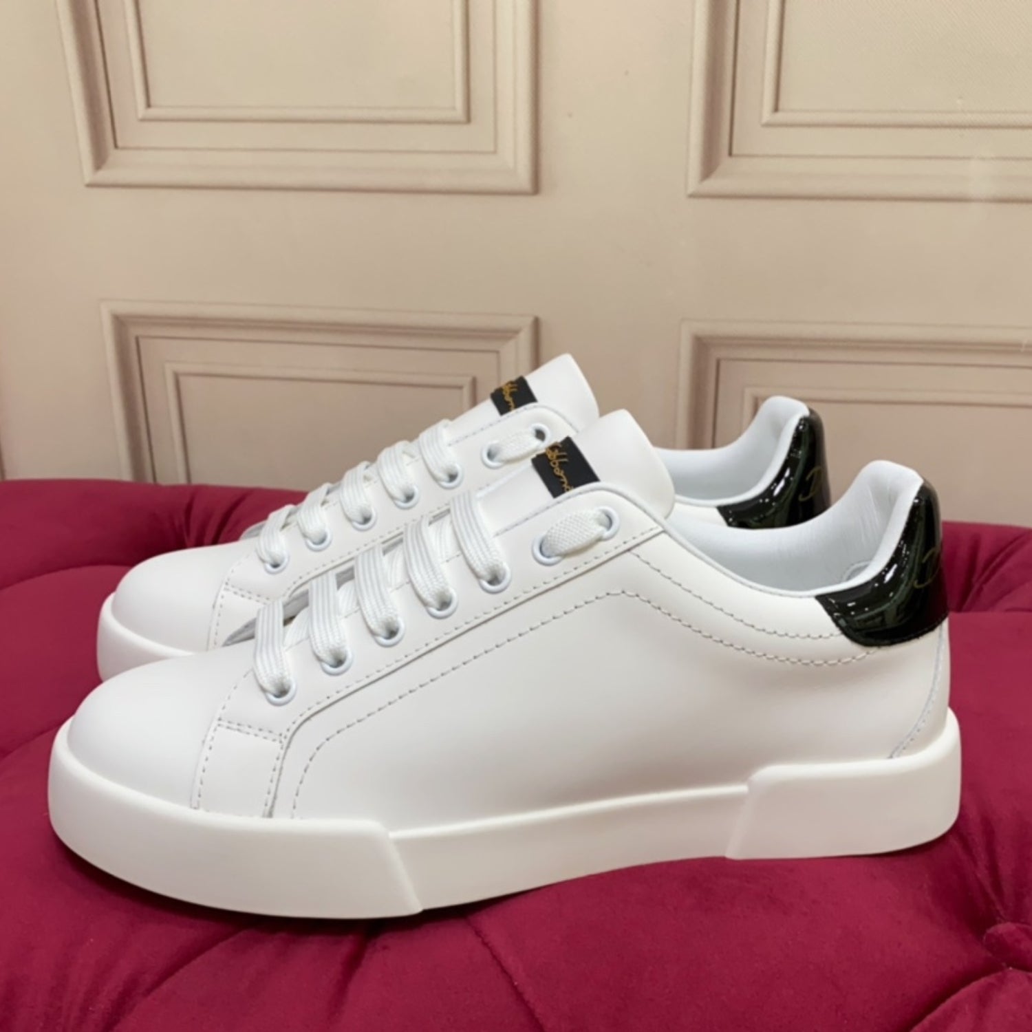 DG Portofino Smooth Leather White and Black Sneakers