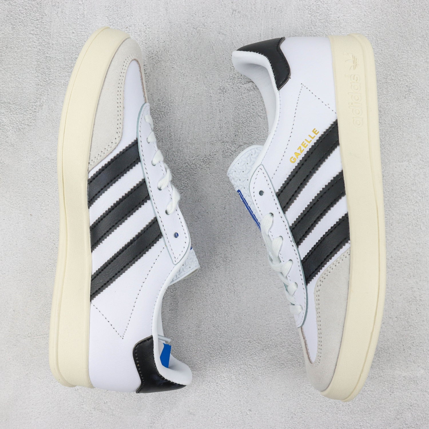 Ads Gazelle Classic White and Black Tennis Shoes