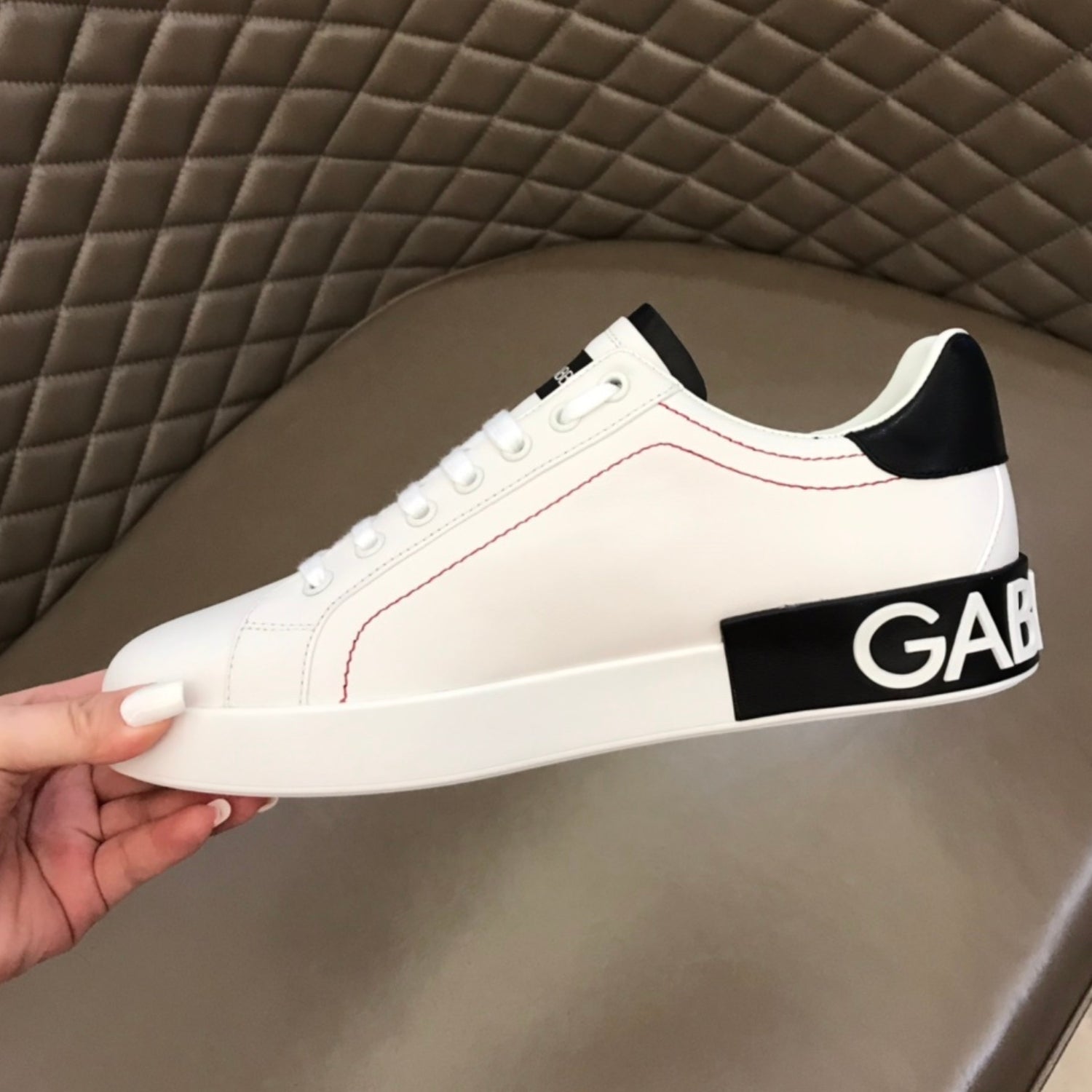 DG Portofino Leather Sneakers White with Black