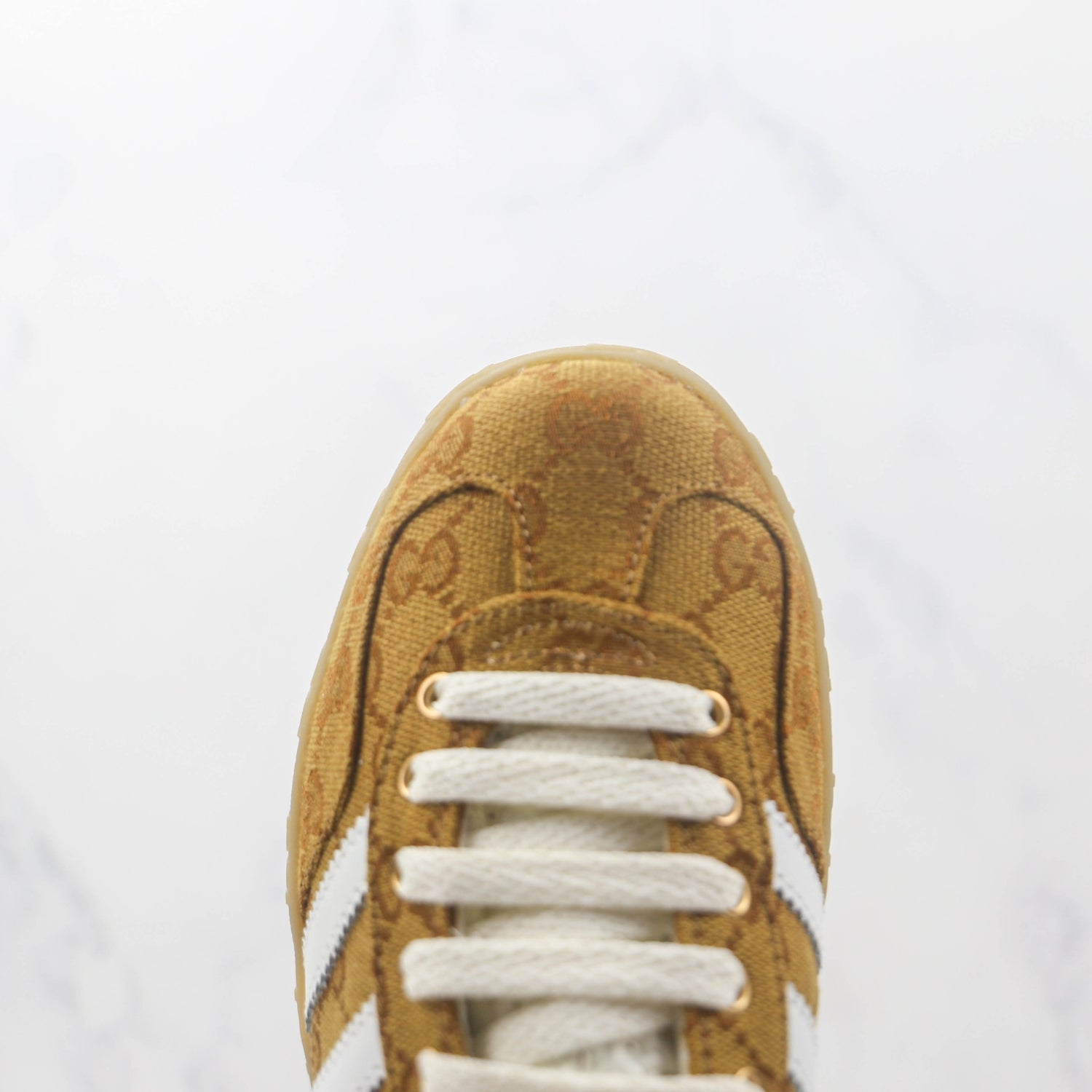 GG x Ads Gazelle Beige and Red Sneakers