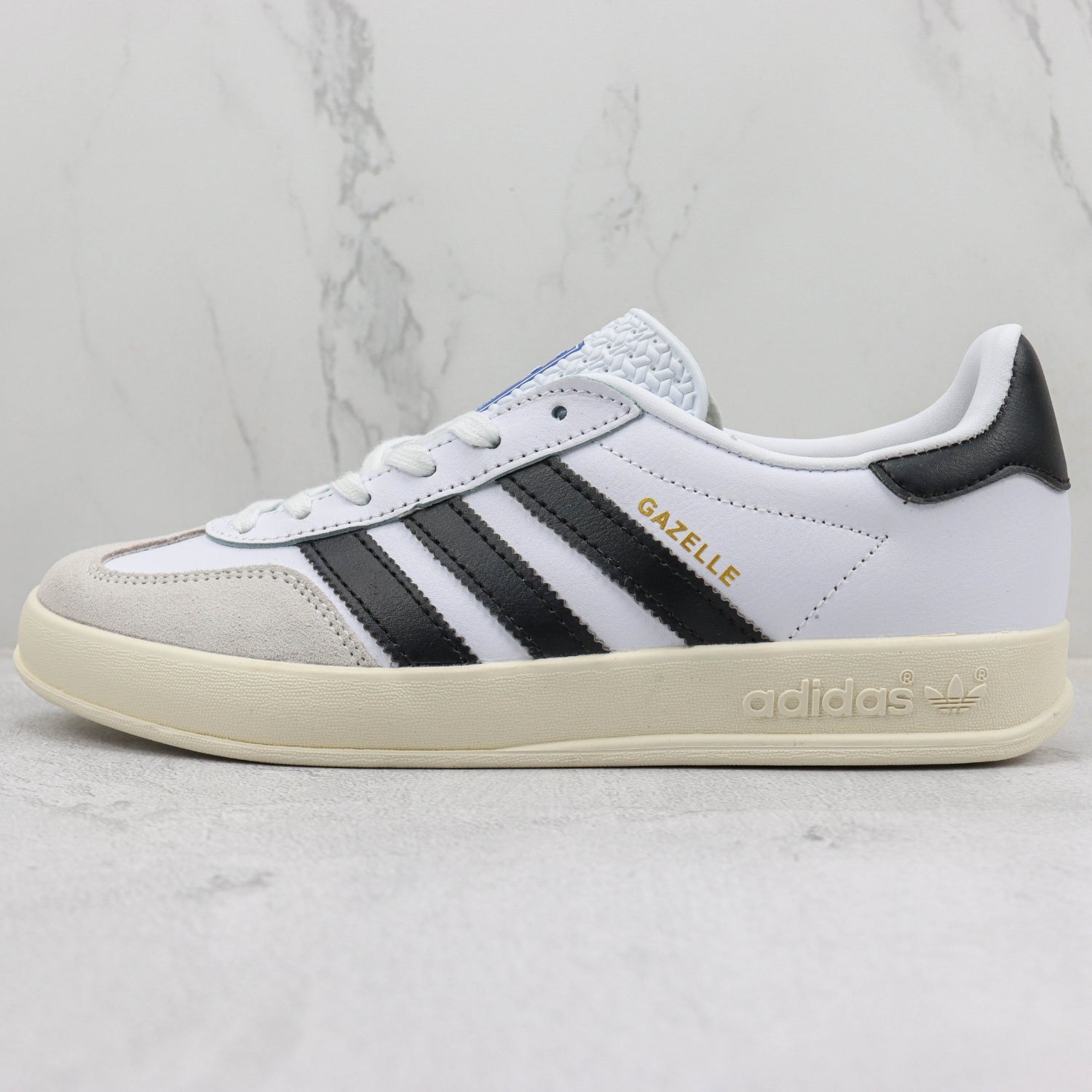 Ads Gazelle Classic White and Black Tennis Shoes
