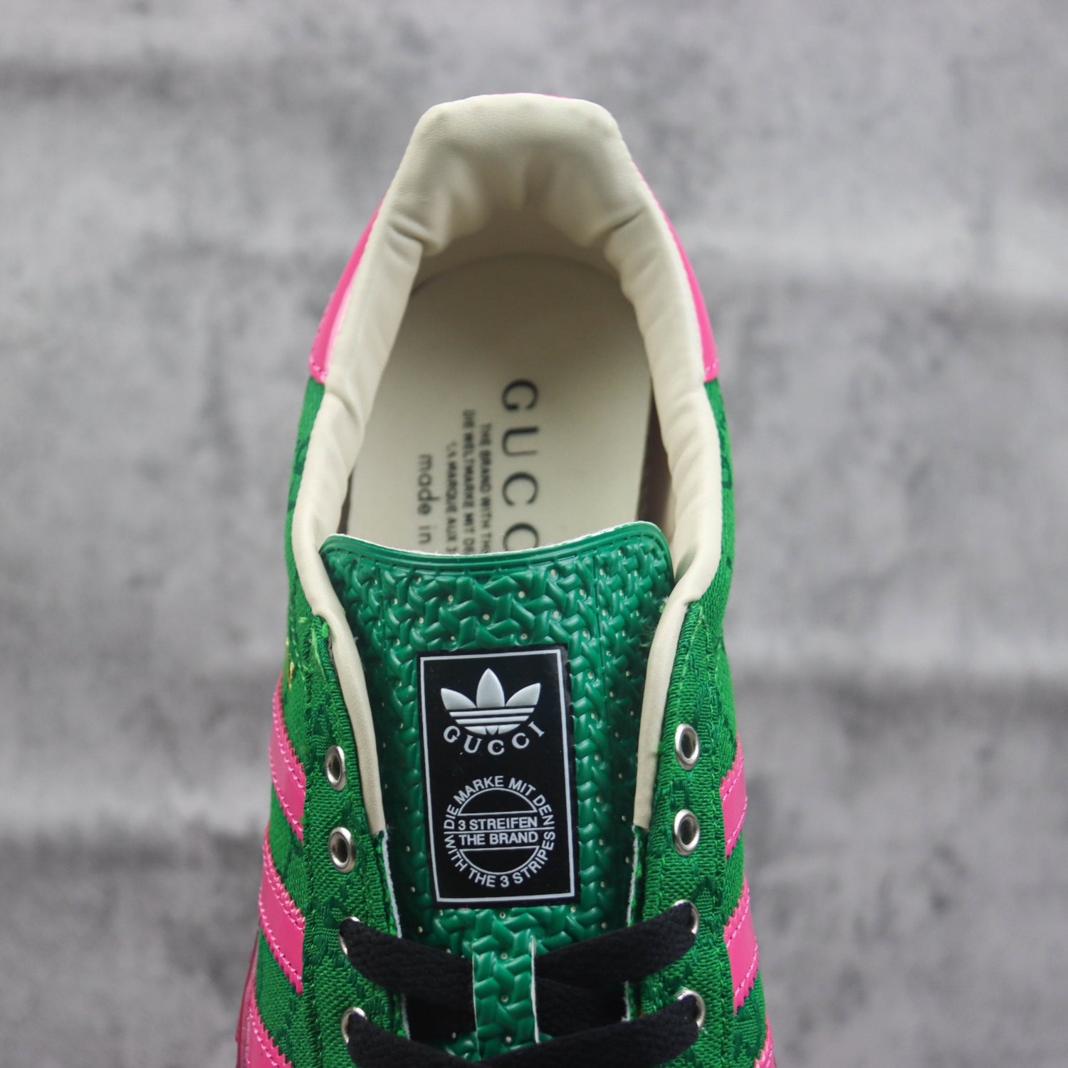 GG x Ads Gazelle Canvas Green and Pink Sneakers