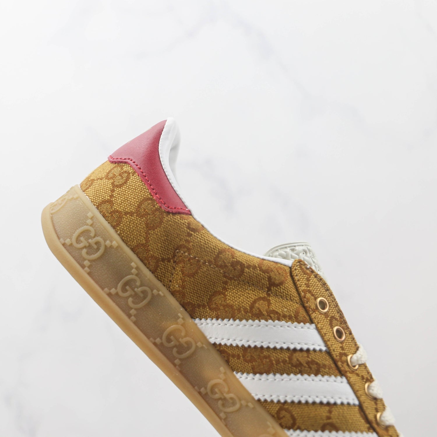 GG x Ads Gazelle Beige and Red Sneakers