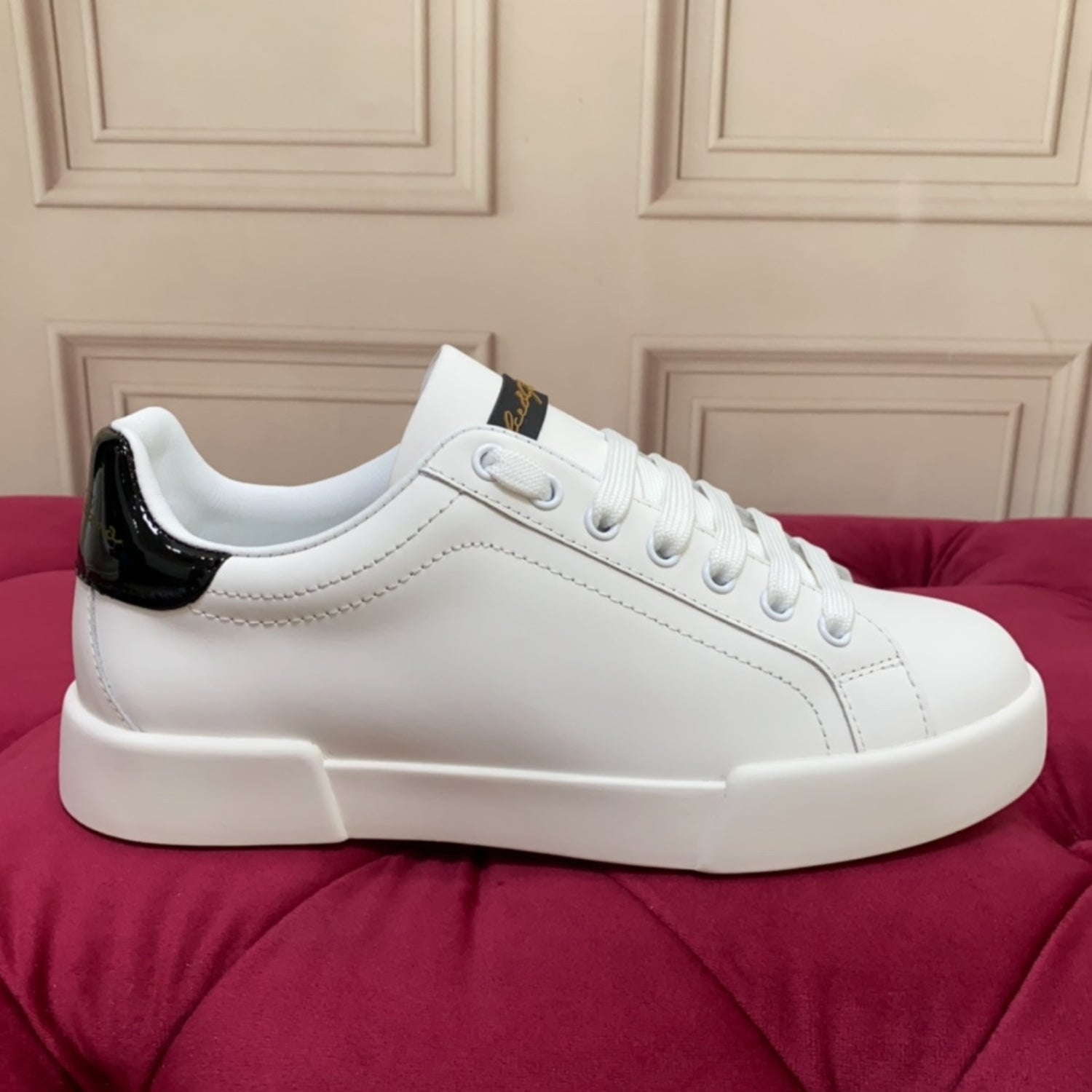 DG Portofino Smooth Leather White and Black Sneakers