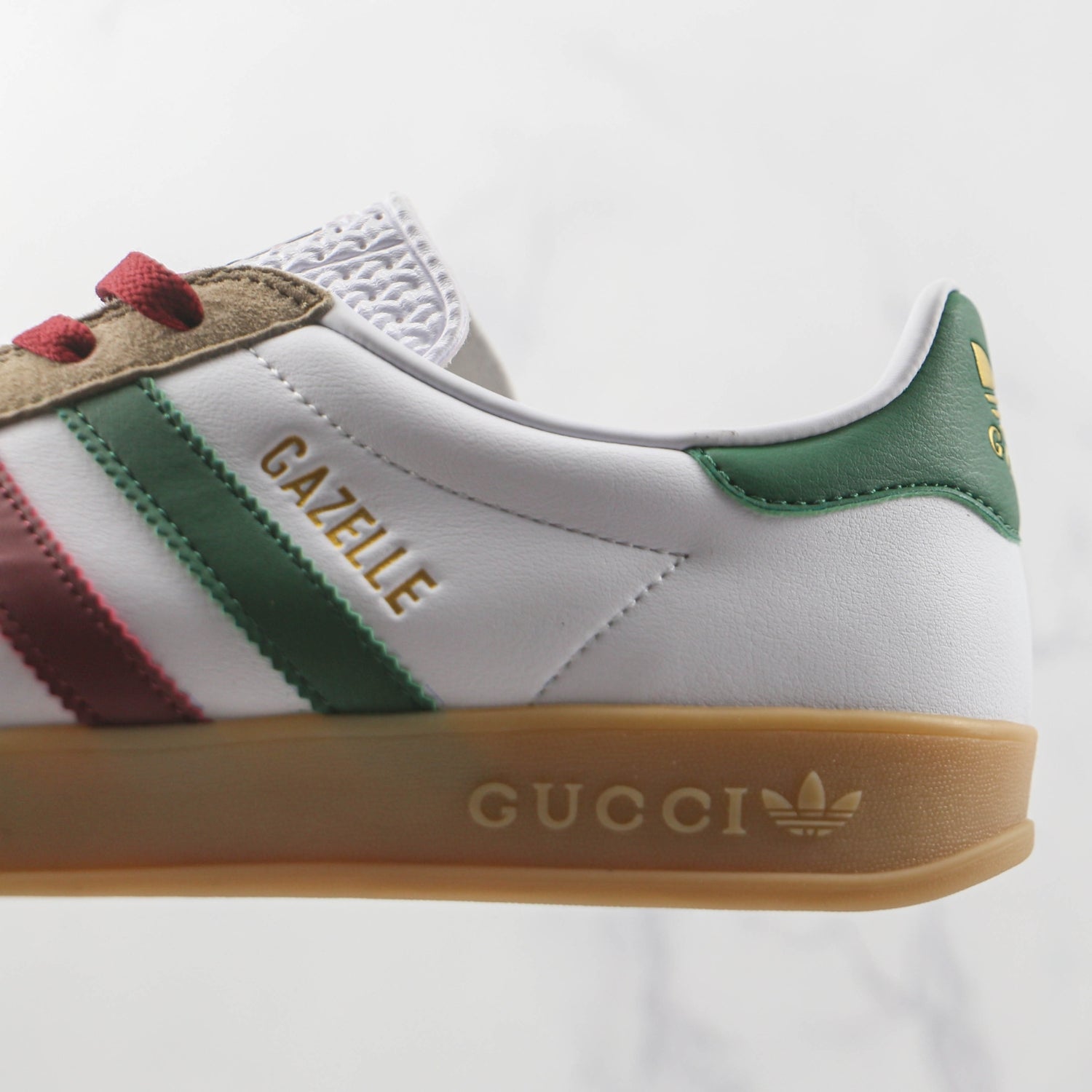 GG x Ads Gazelle White with Red and Green Sneakers