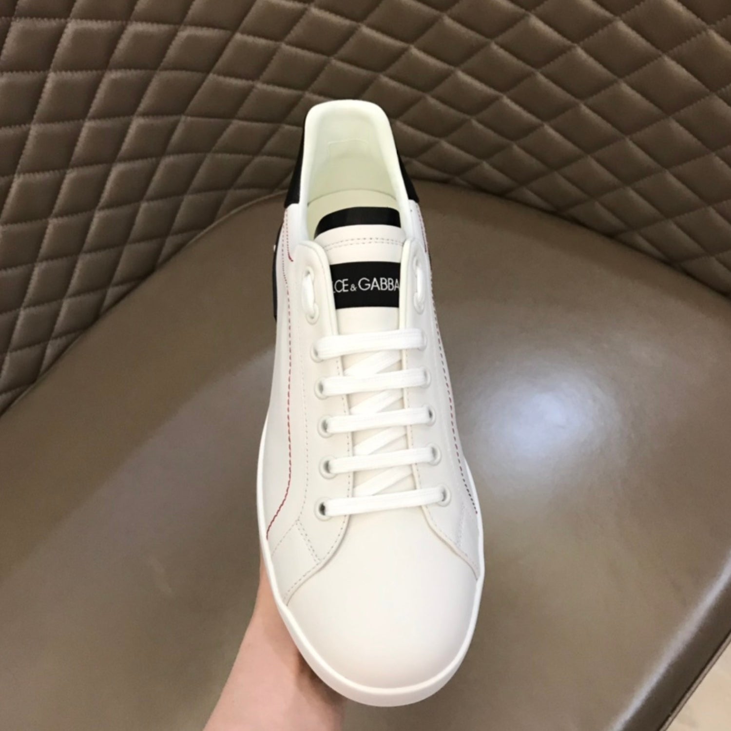 DG Portofino Leather Sneakers White with Black