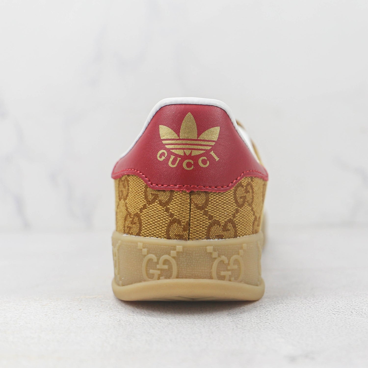 GG x Ads Gazelle Beige and Red Sneakers