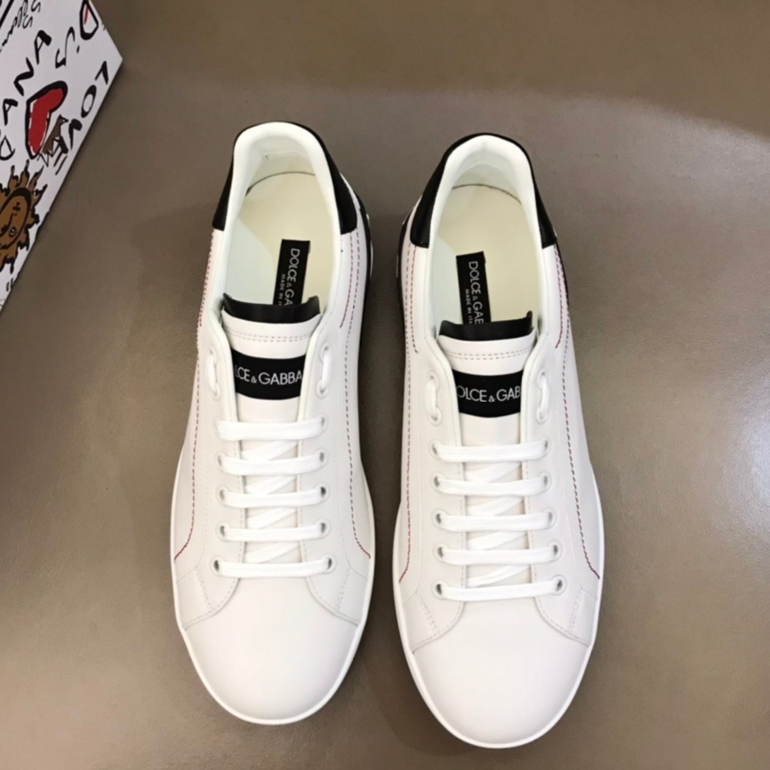 DG Portofino Leather Sneakers White with Black
