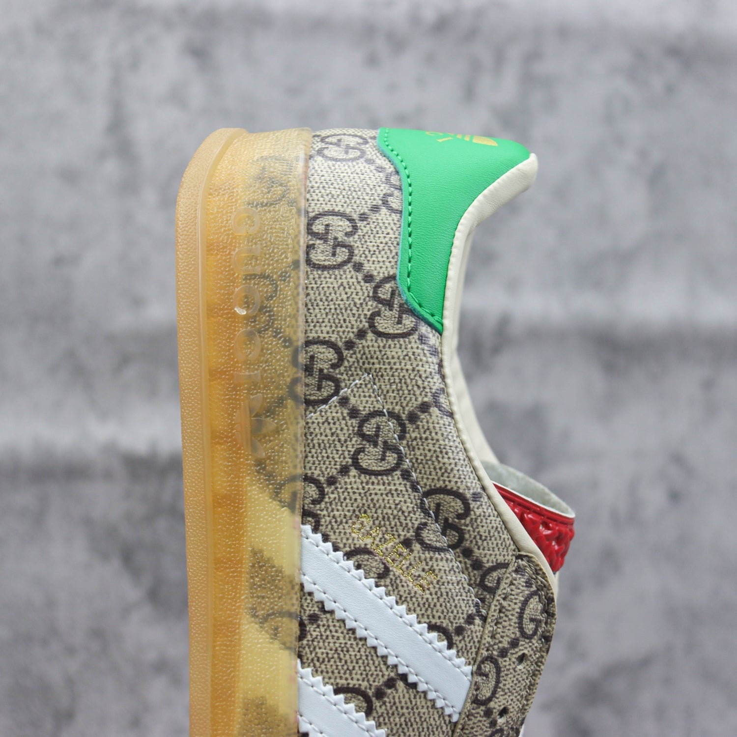GG x Ads Gazelle Canvas Sneakers in Green and Red