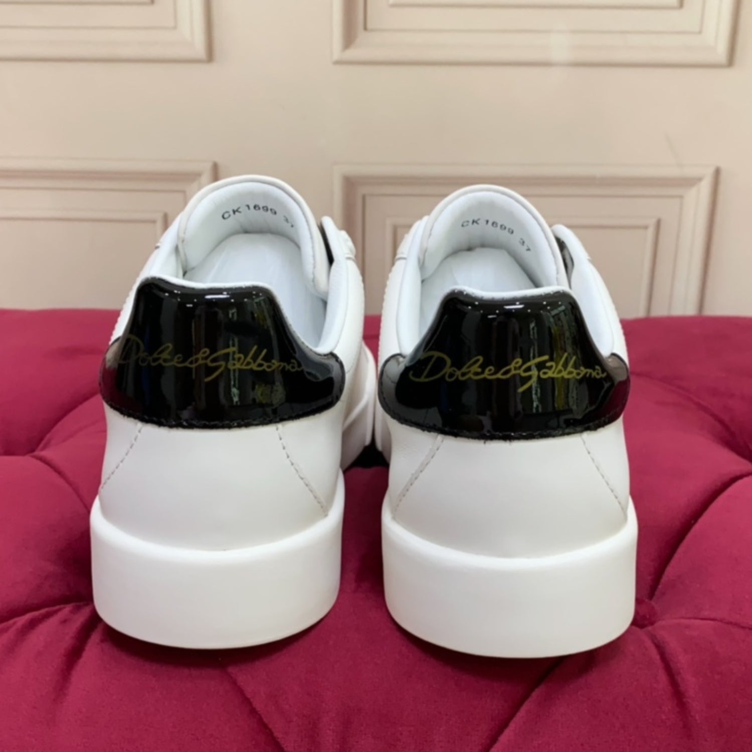DG Portofino Smooth Leather White and Black Sneakers