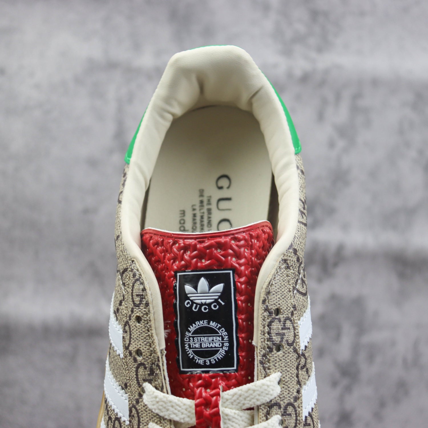 GG x Ads Gazelle Canvas Sneakers in Green and Red