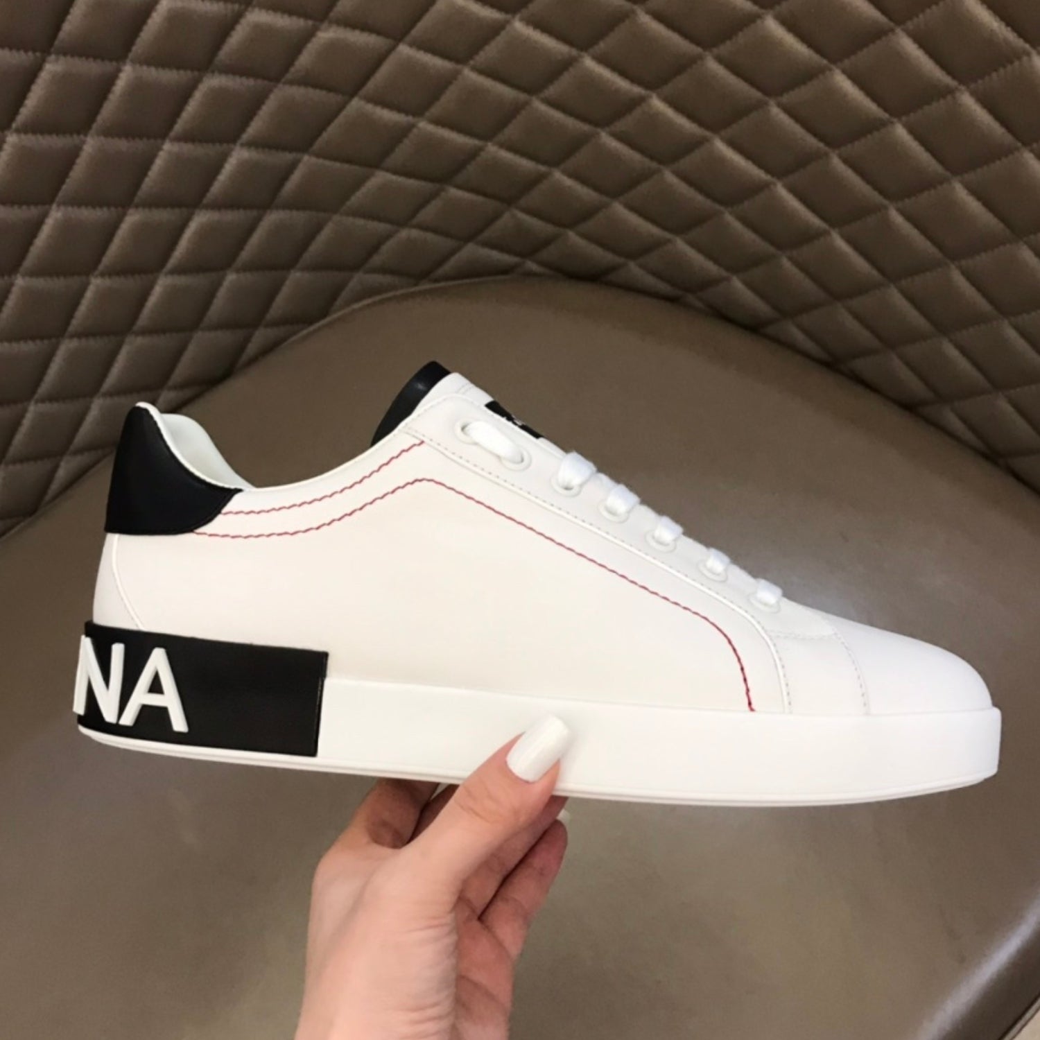 DG Portofino Leather Sneakers White with Black