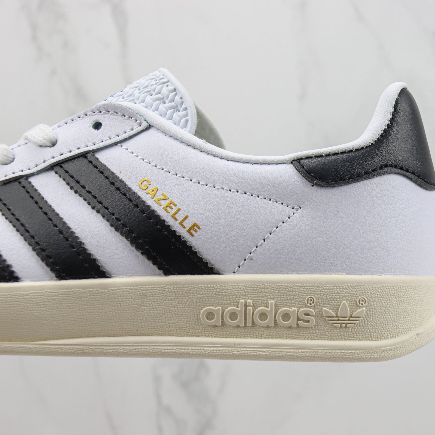Ads Gazelle Classic White and Black Tennis Shoes