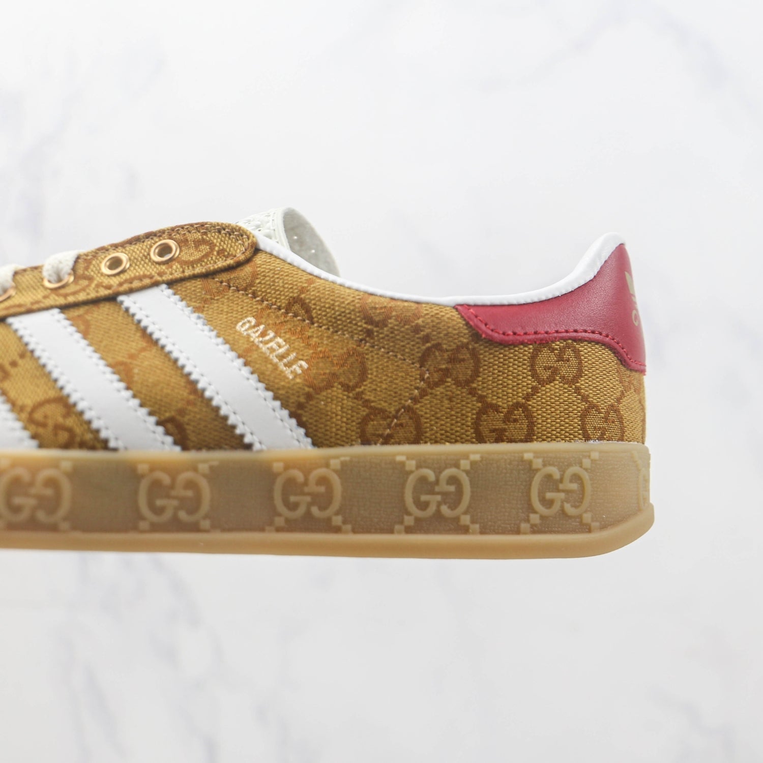 GG x Ads Gazelle Beige and Red Sneakers