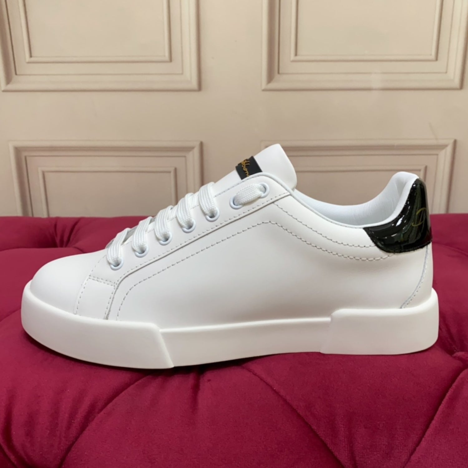 DG Portofino Smooth Leather White and Black Sneakers