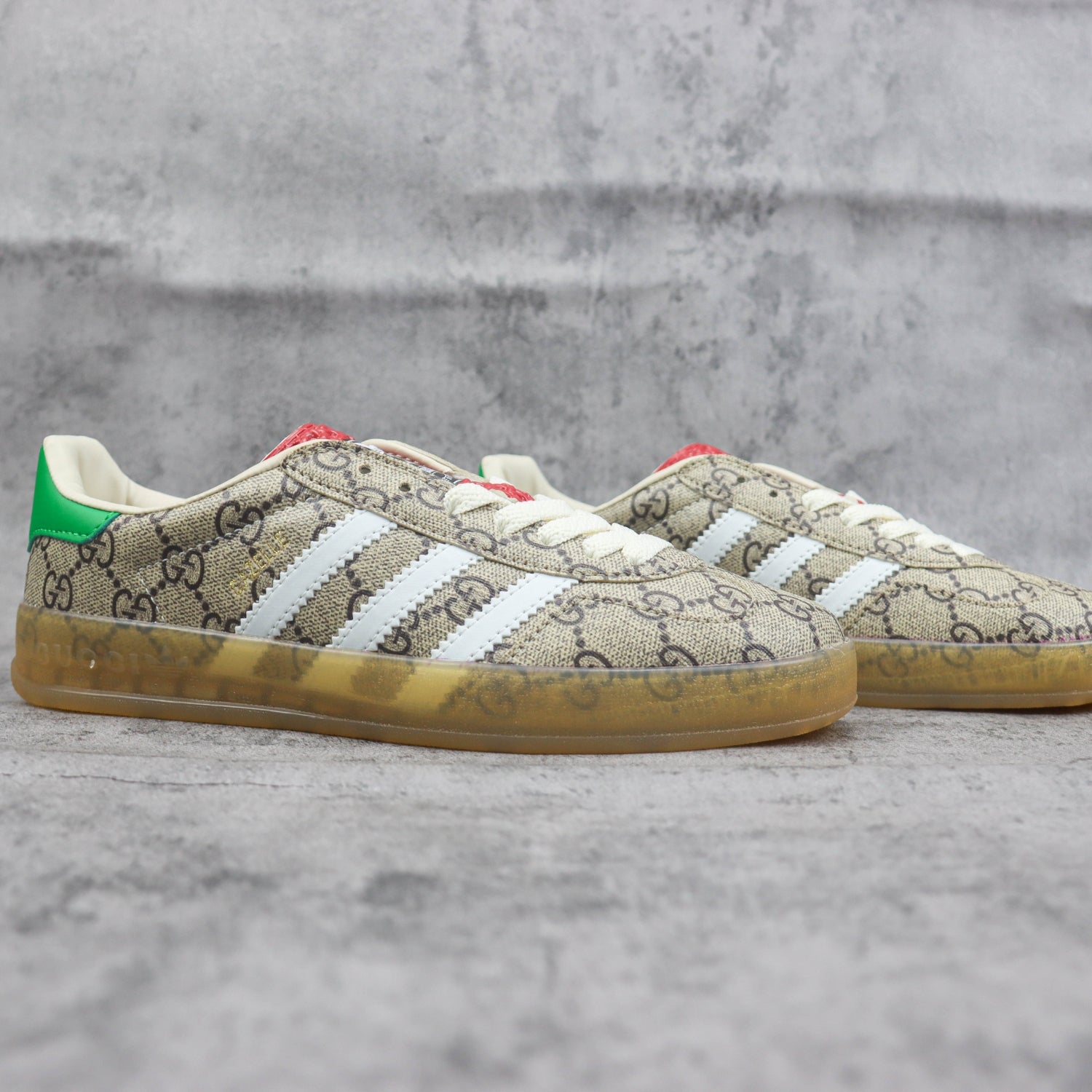 GG x Ads Gazelle Canvas Sneakers in Green and Red