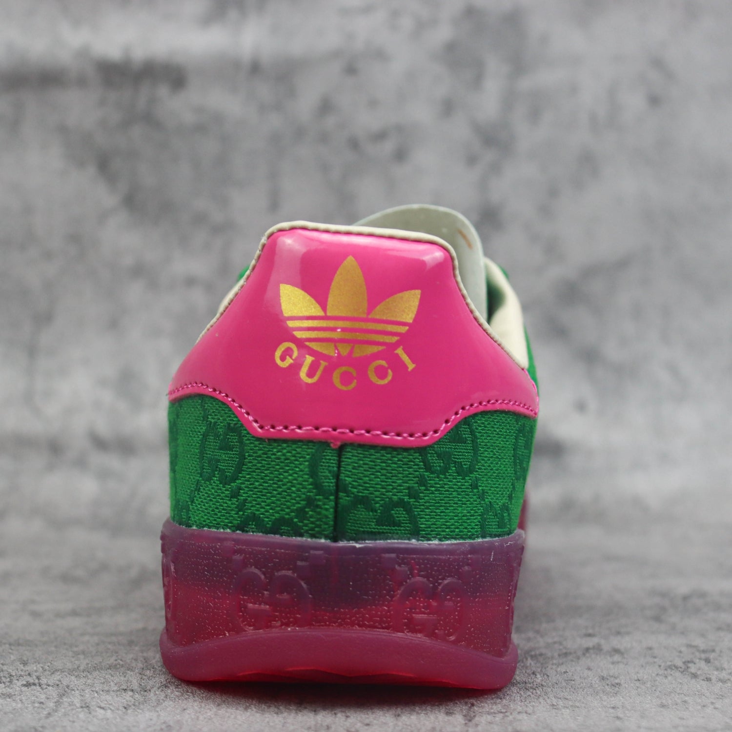 GG x Ads Gazelle Canvas Green and Pink Sneakers