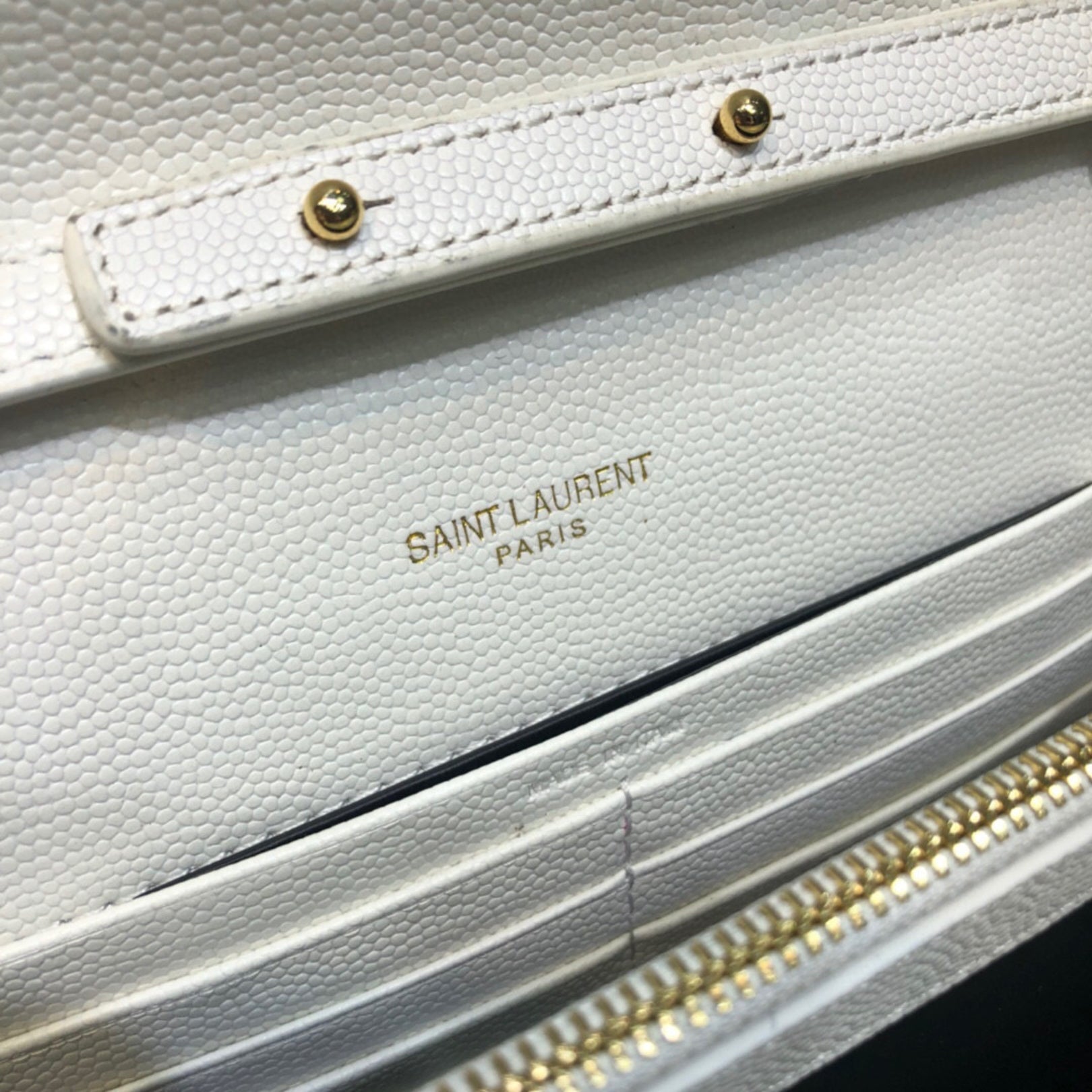 YSL Small White Monogram Bag with Gold Logo