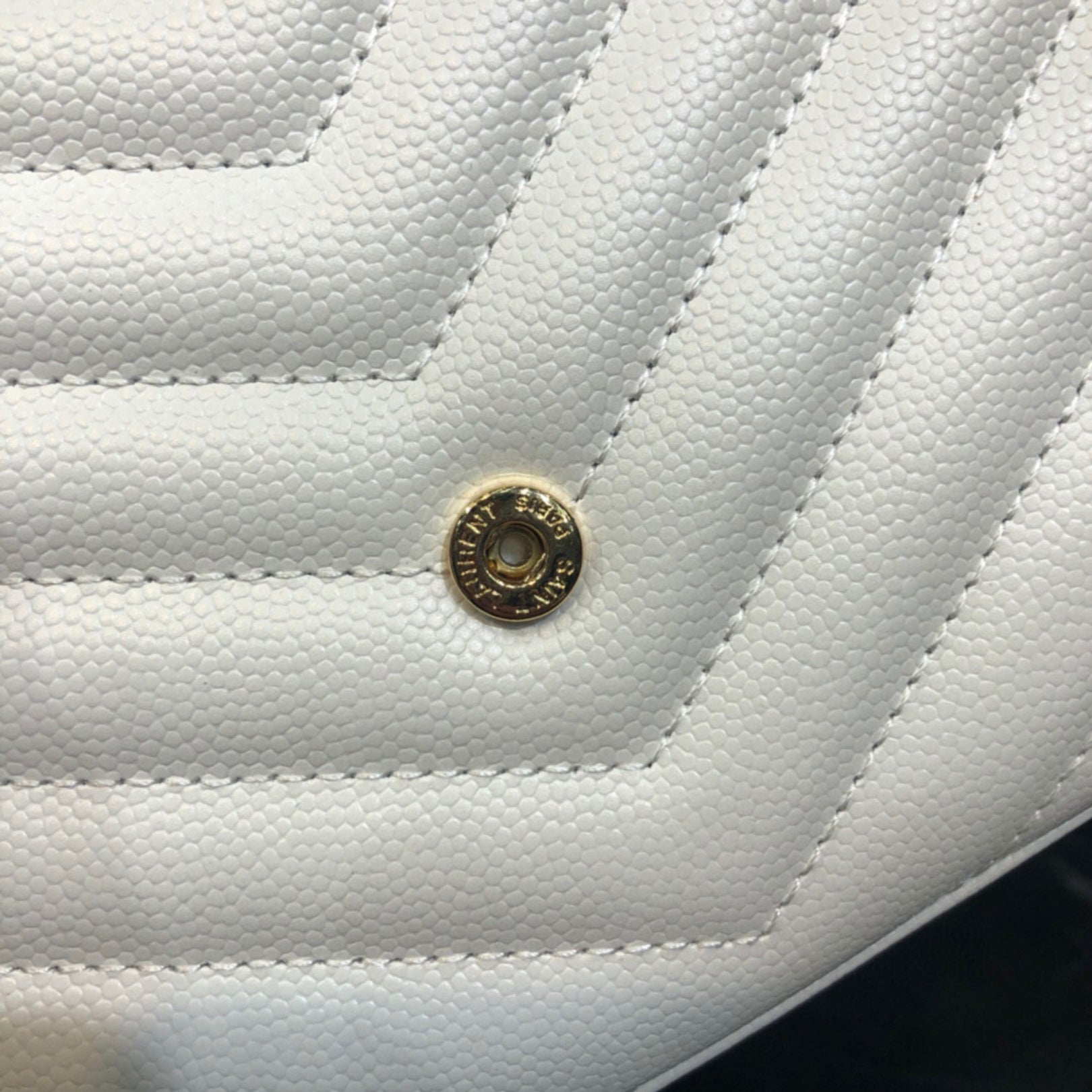 YSL Small White Monogram Bag with Gold Logo