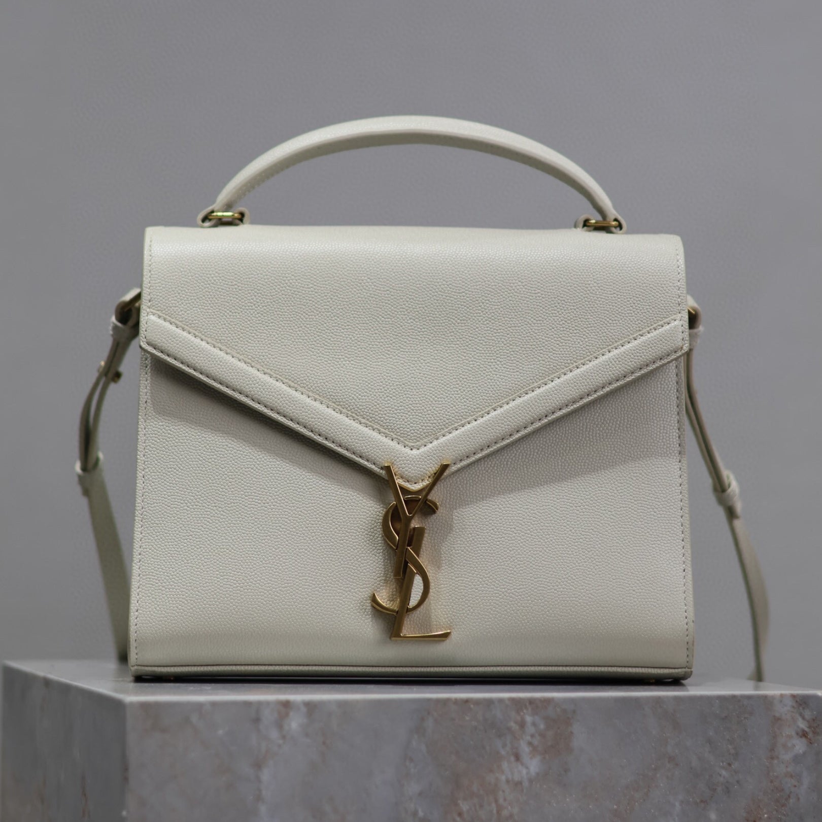 YSL Cassandra Small White Bag