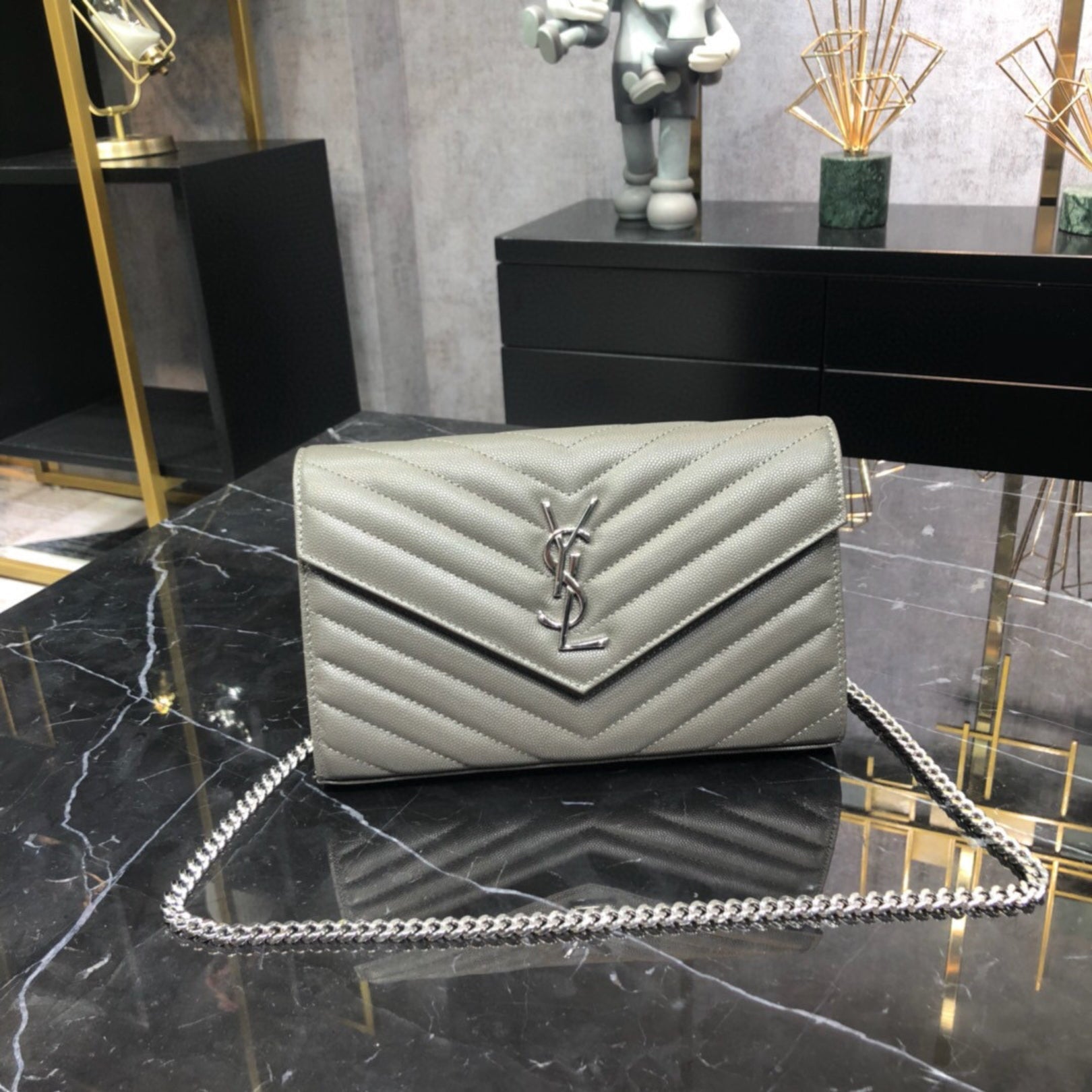 YSL Small Monogram Gray Bag